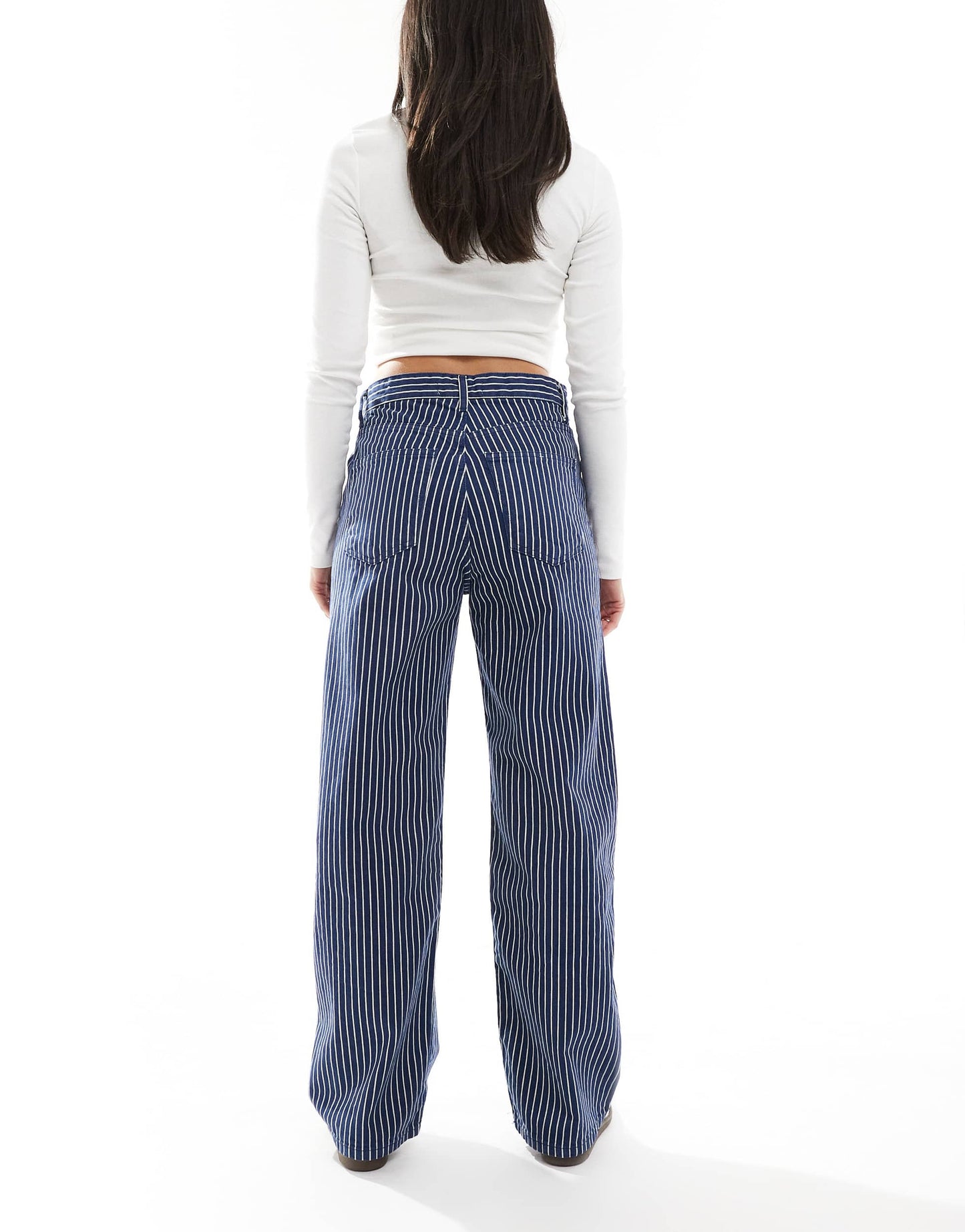 Pull&Bear striped baggy jeans in blue