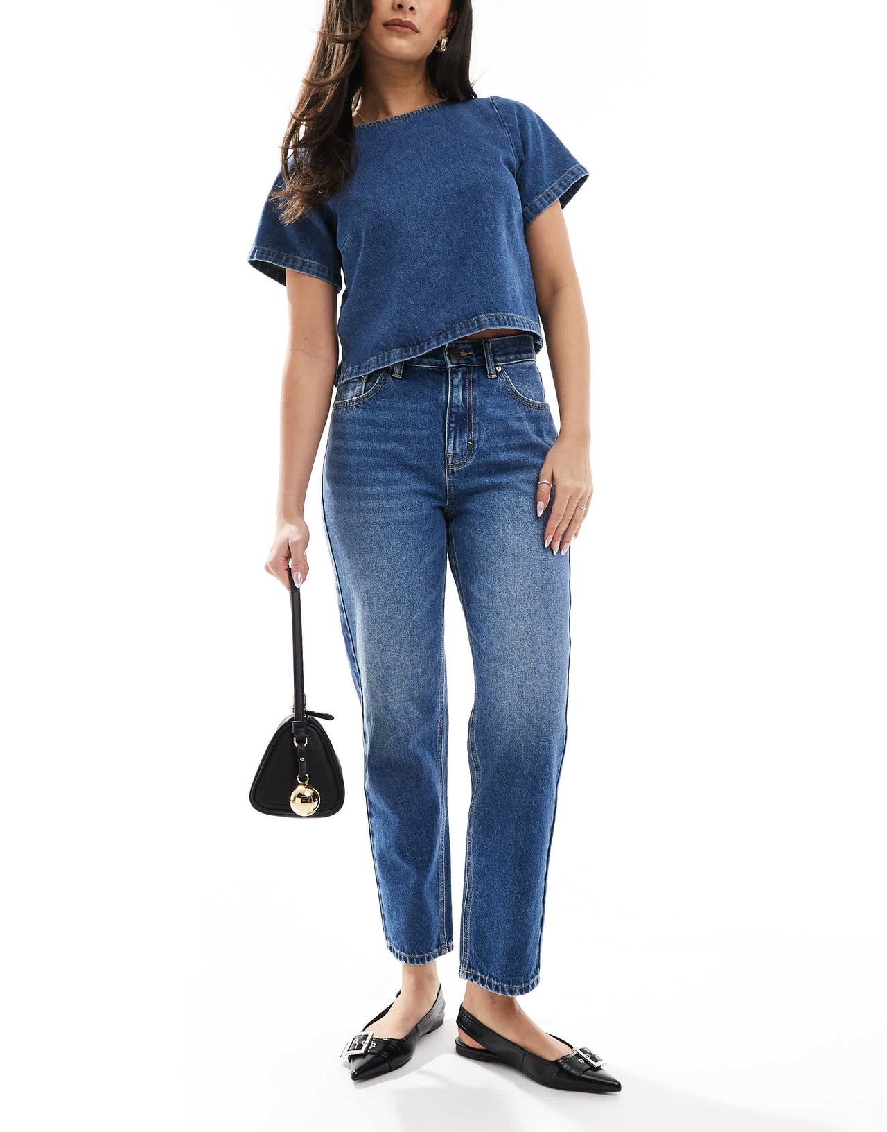 Pull&Bear high rise mom jean in blue