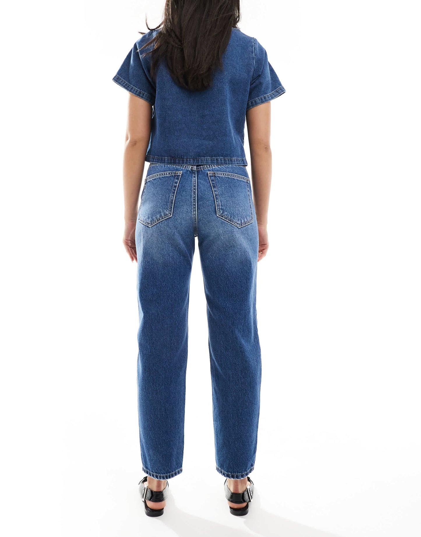 Pull&Bear high rise mom jean in blue