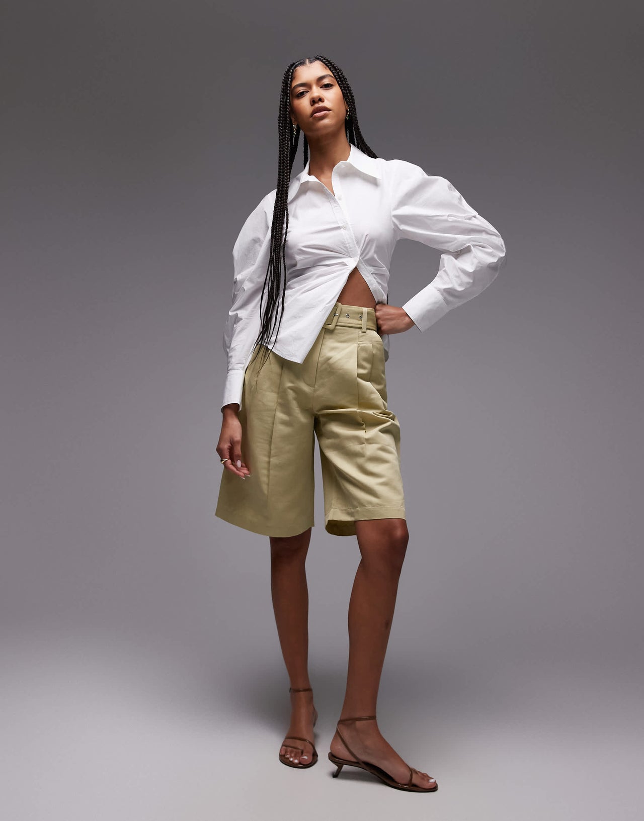 & Other Stories tailored bermuda shorts in light yellow
