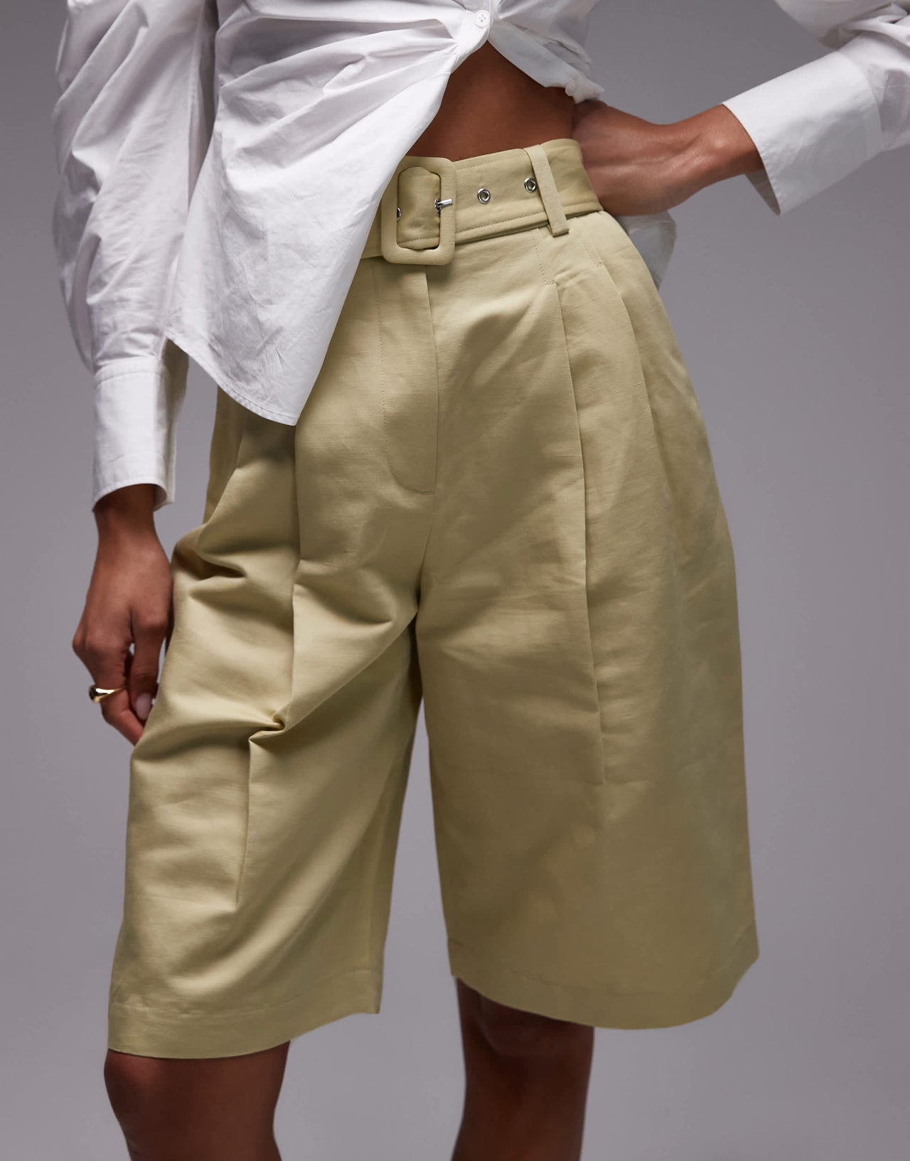 & Other Stories tailored bermuda shorts in light yellow