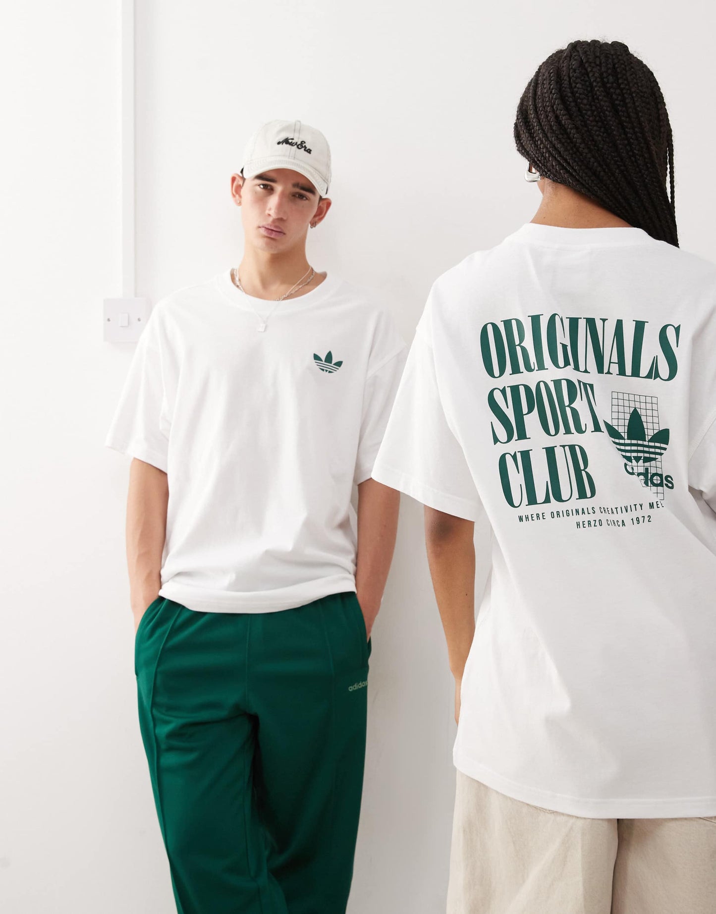 adidas Originals Sport Club graphic t-shirt in white