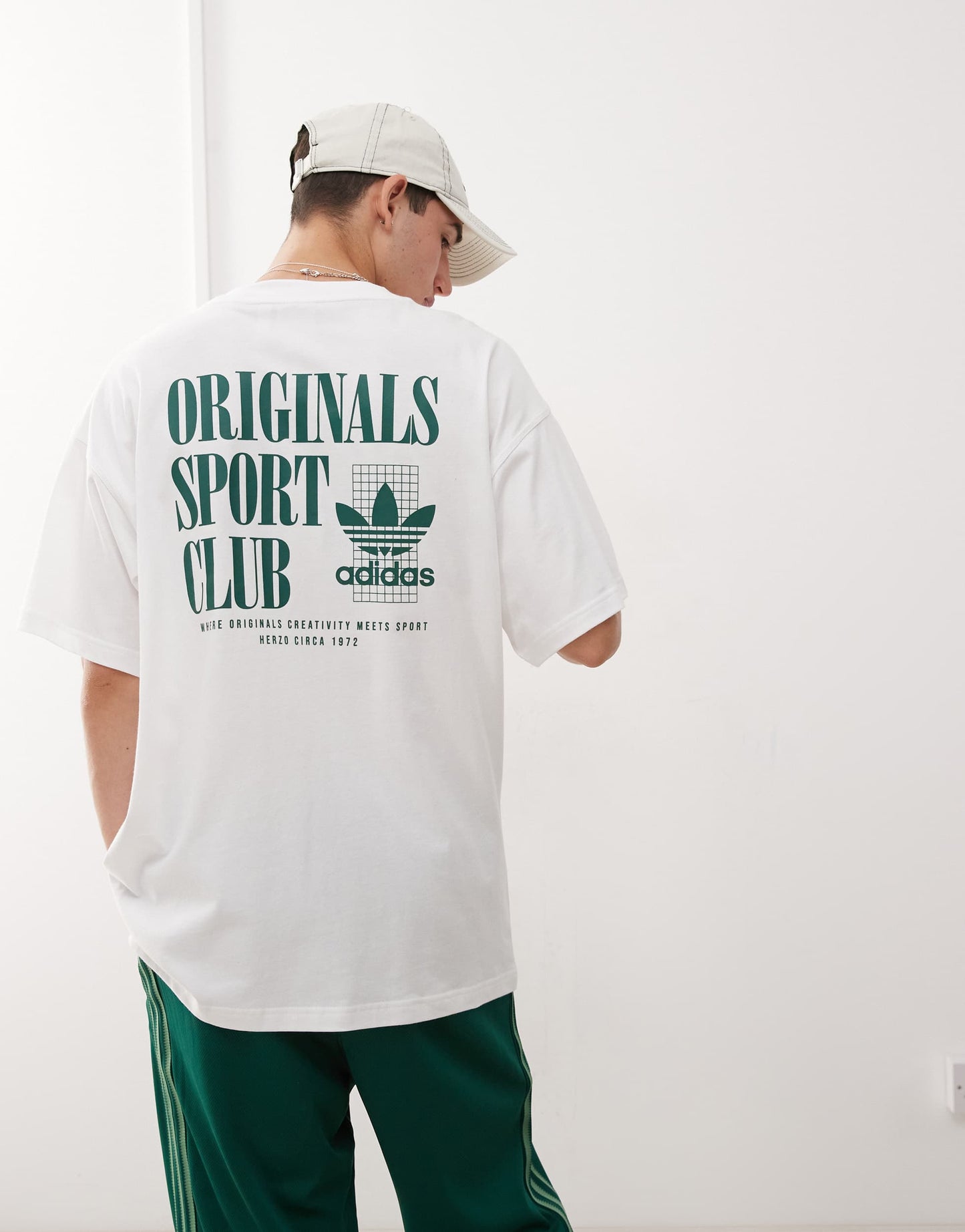 adidas Originals Sport Club graphic t-shirt in white