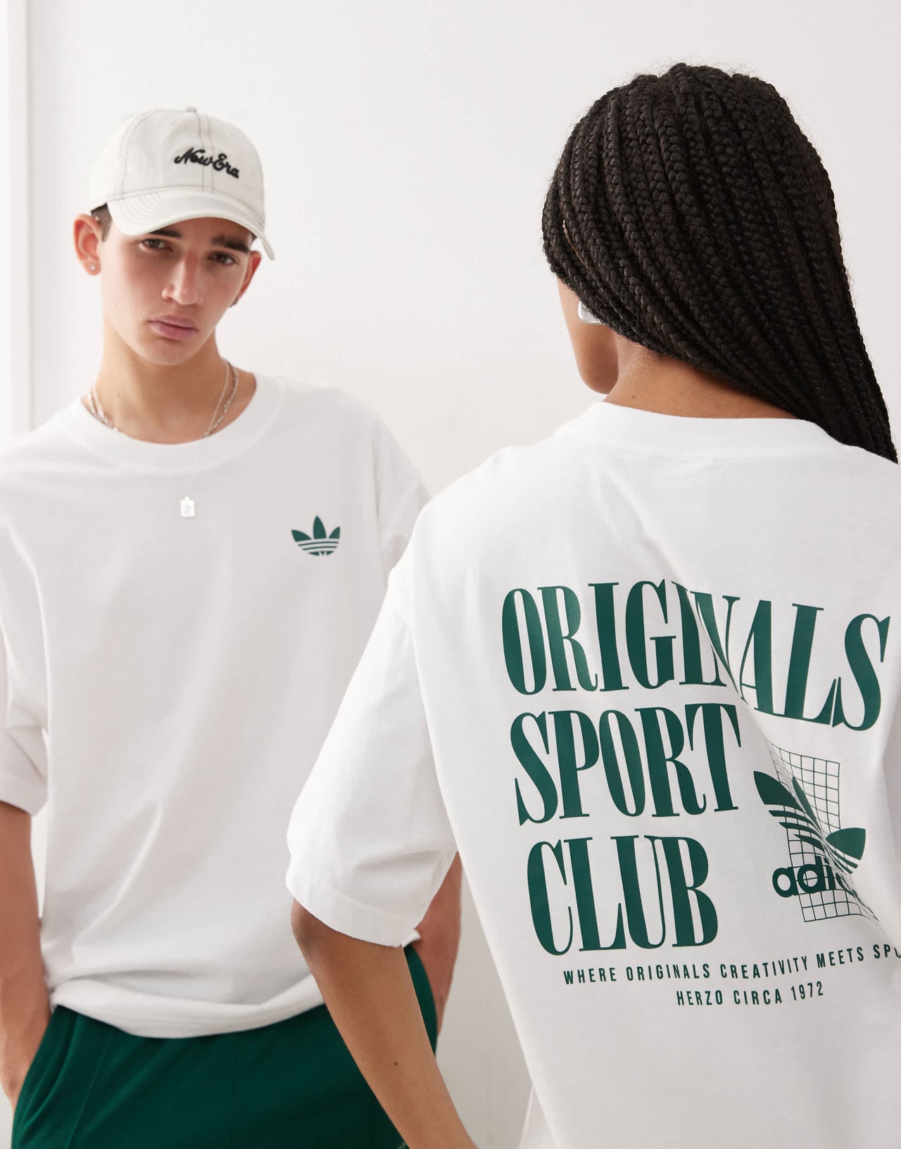 adidas Originals Sport Club graphic t-shirt in white