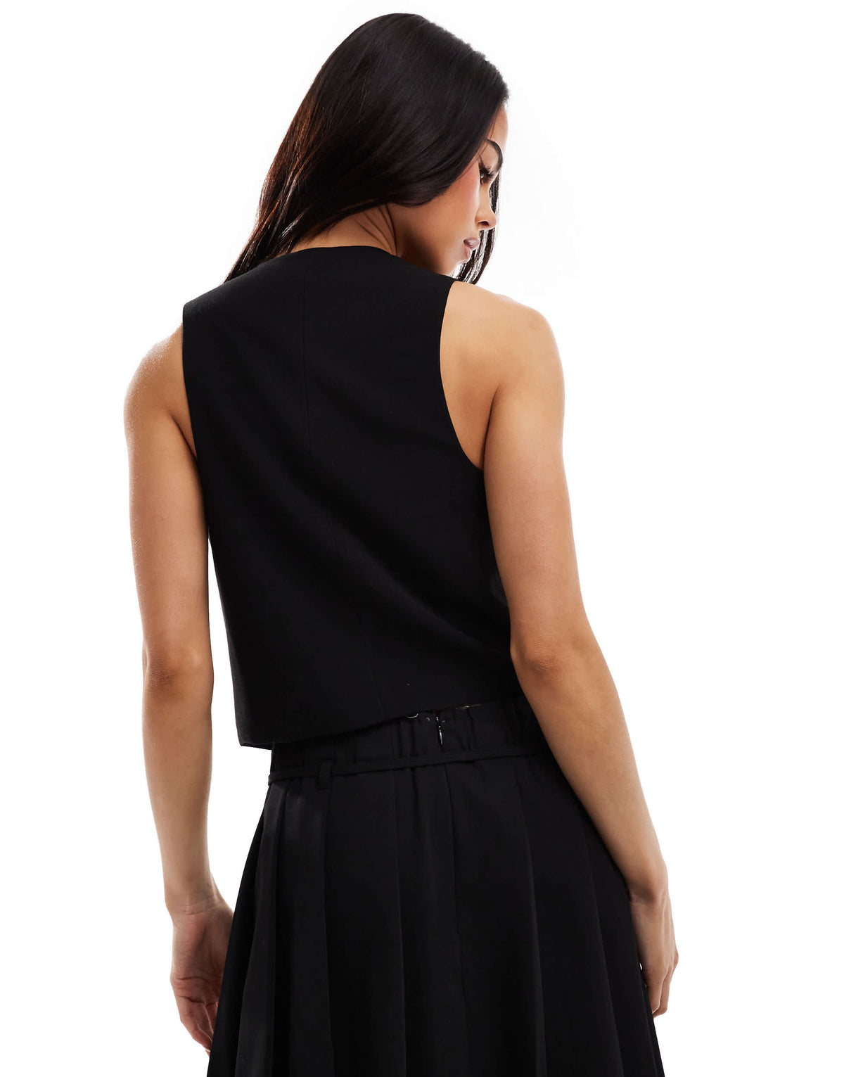 Pull&Bear tie up waistcoat co-ord in black
