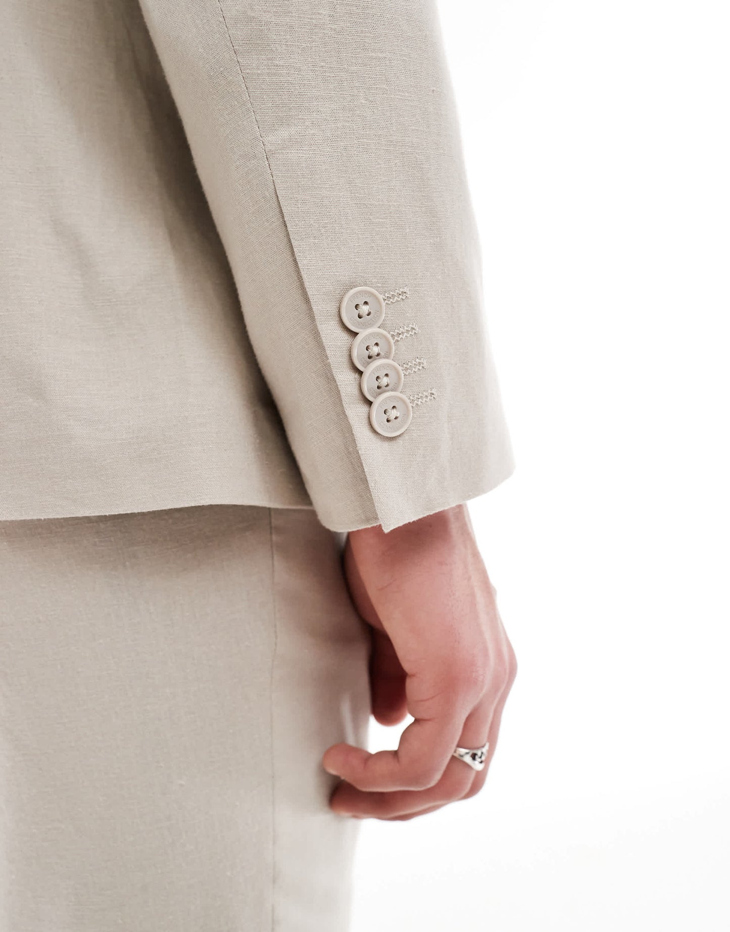 French Connection linen formal suit jacket co-ord in stone