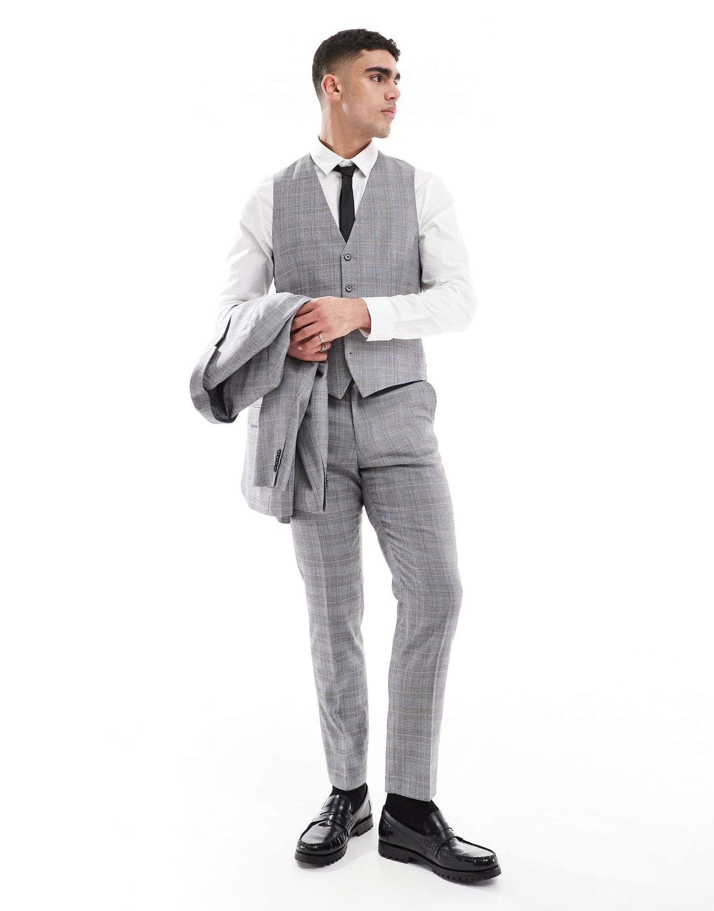 French Connection formal suit waistcoat co-ord in grey check