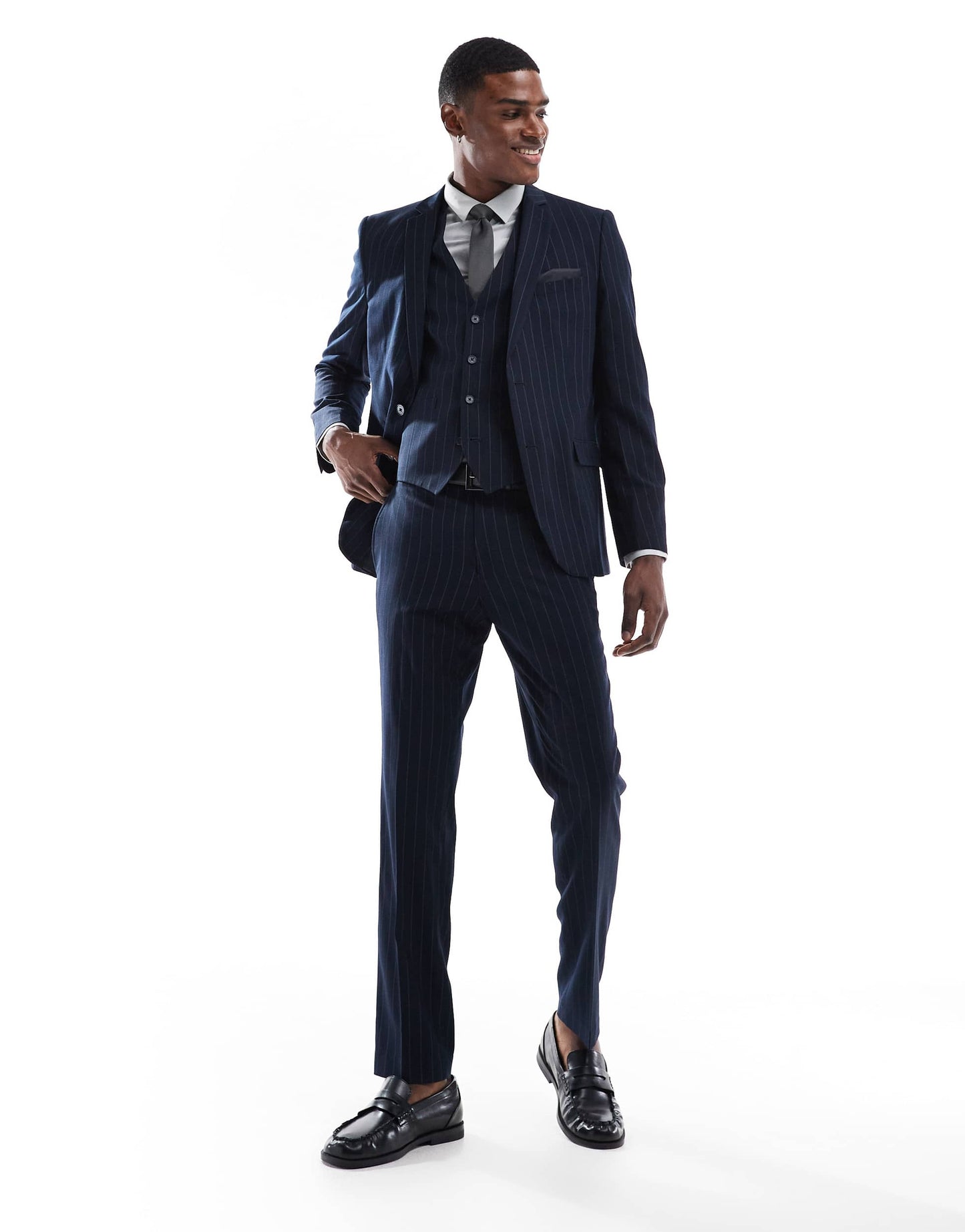 French Connection formal suit trousers co-ord in navy stripe