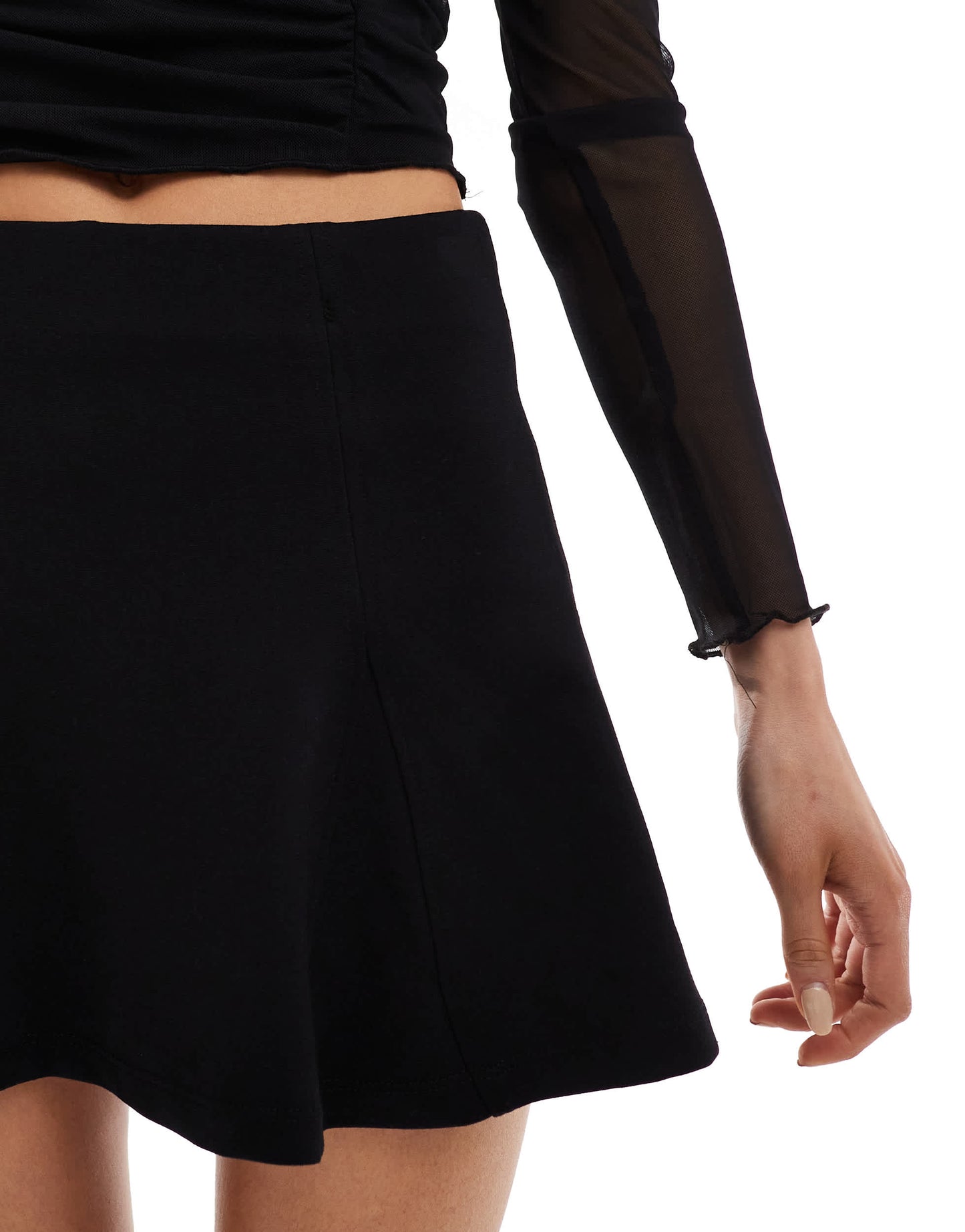 Bershka knit flippy mini skort in black
