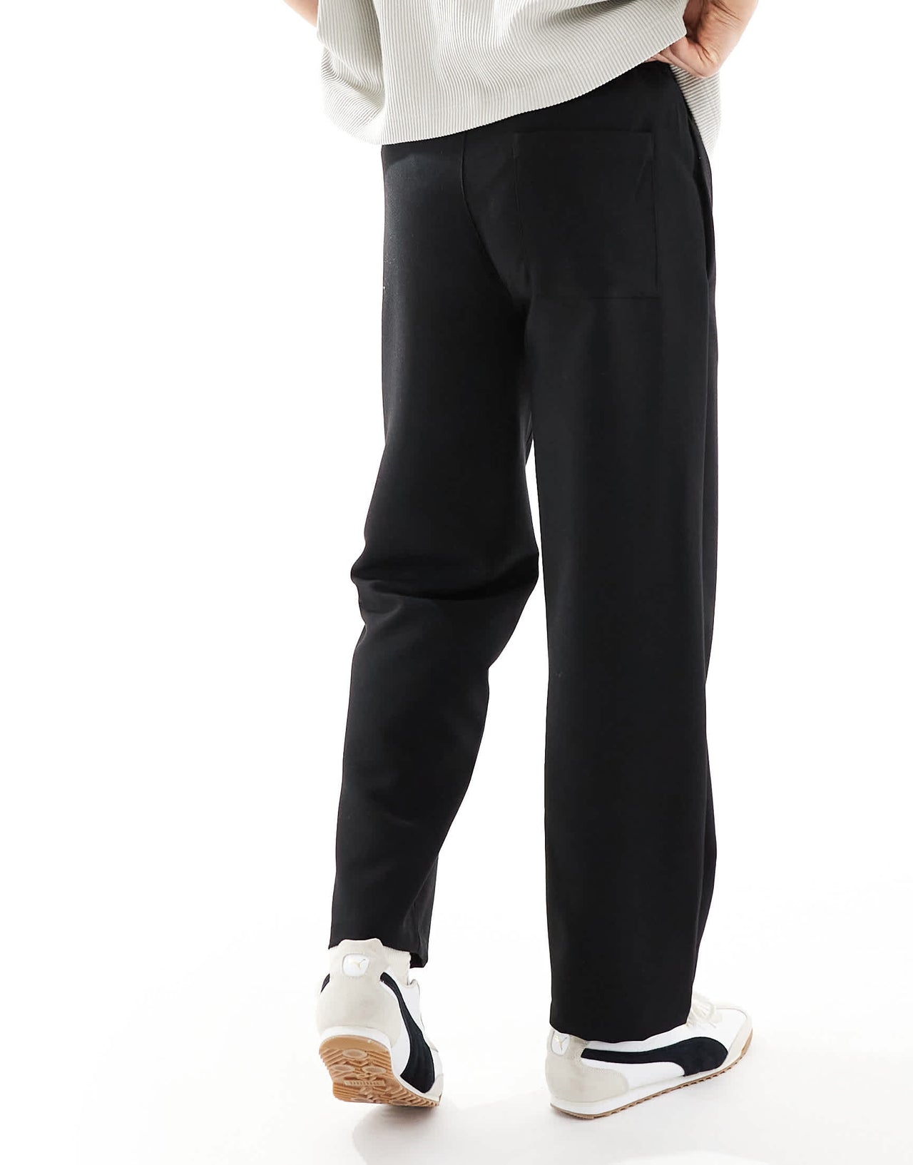 Bershka wide leg tailored trouser in black