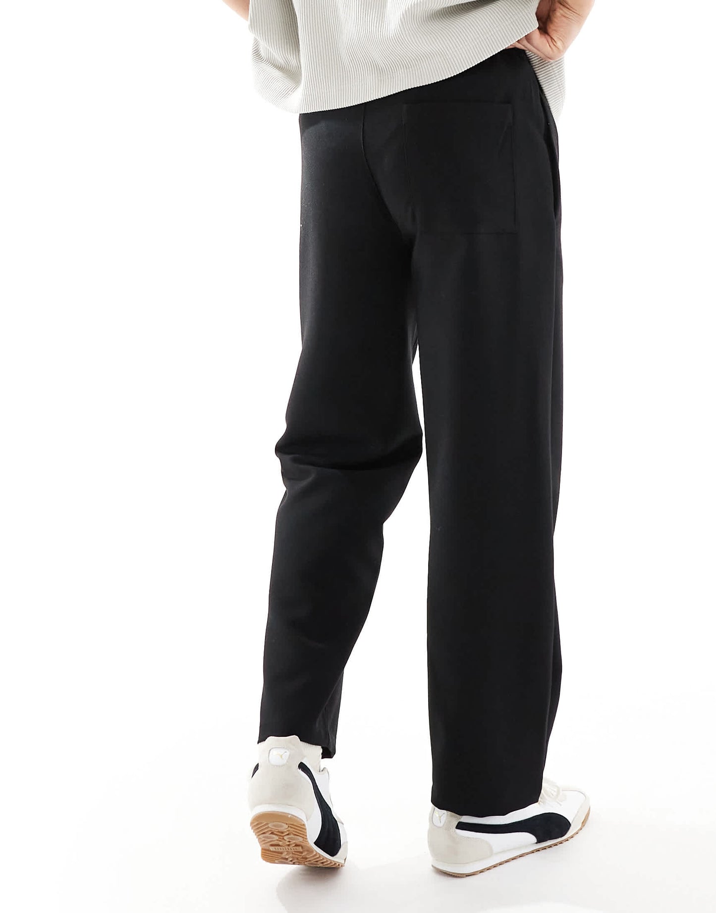 Bershka wide leg tailored trouser in black