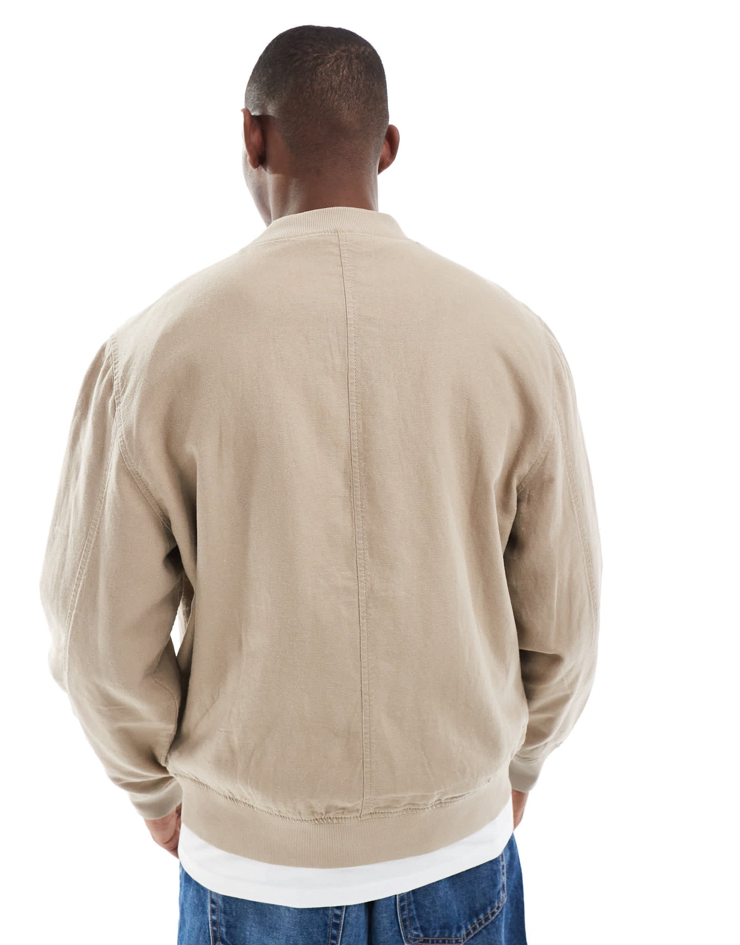 New Look linen blend bomber jacket in beige