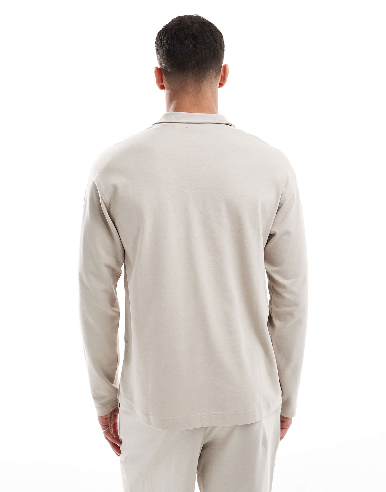 New Look long sleeve zip polo co-ord in stone