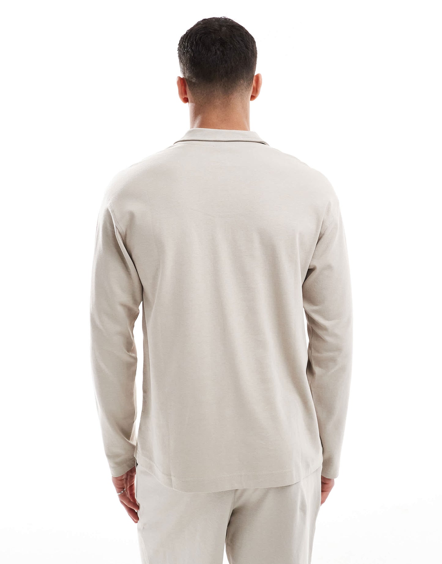 New Look long sleeve zip polo co-ord in stone
