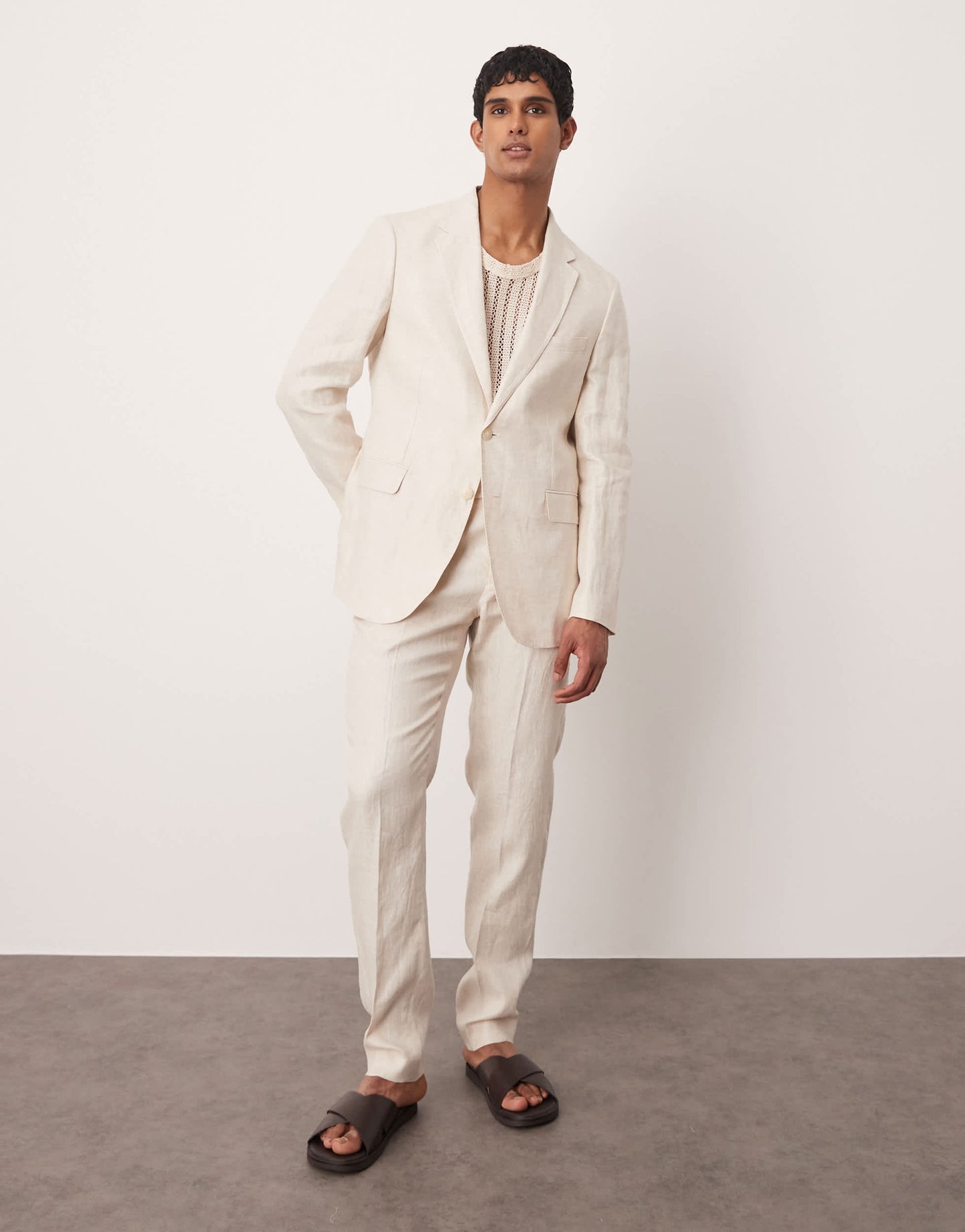 Mango flax linen blazer co-ord in light beige