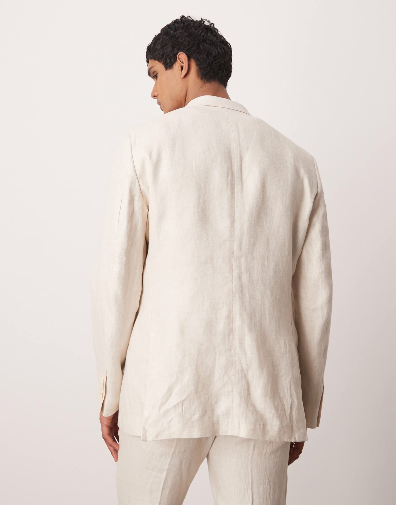 Mango flax linen blazer co-ord in light beige