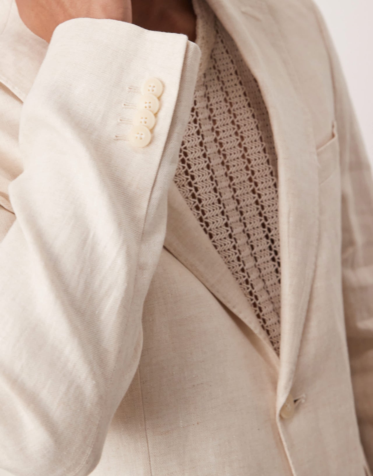 Mango flax linen blazer co-ord in light beige