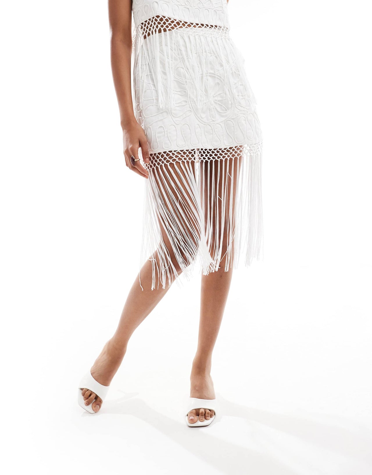 ASOS DESIGN co-ord skirt with cornelli and fringe detail
