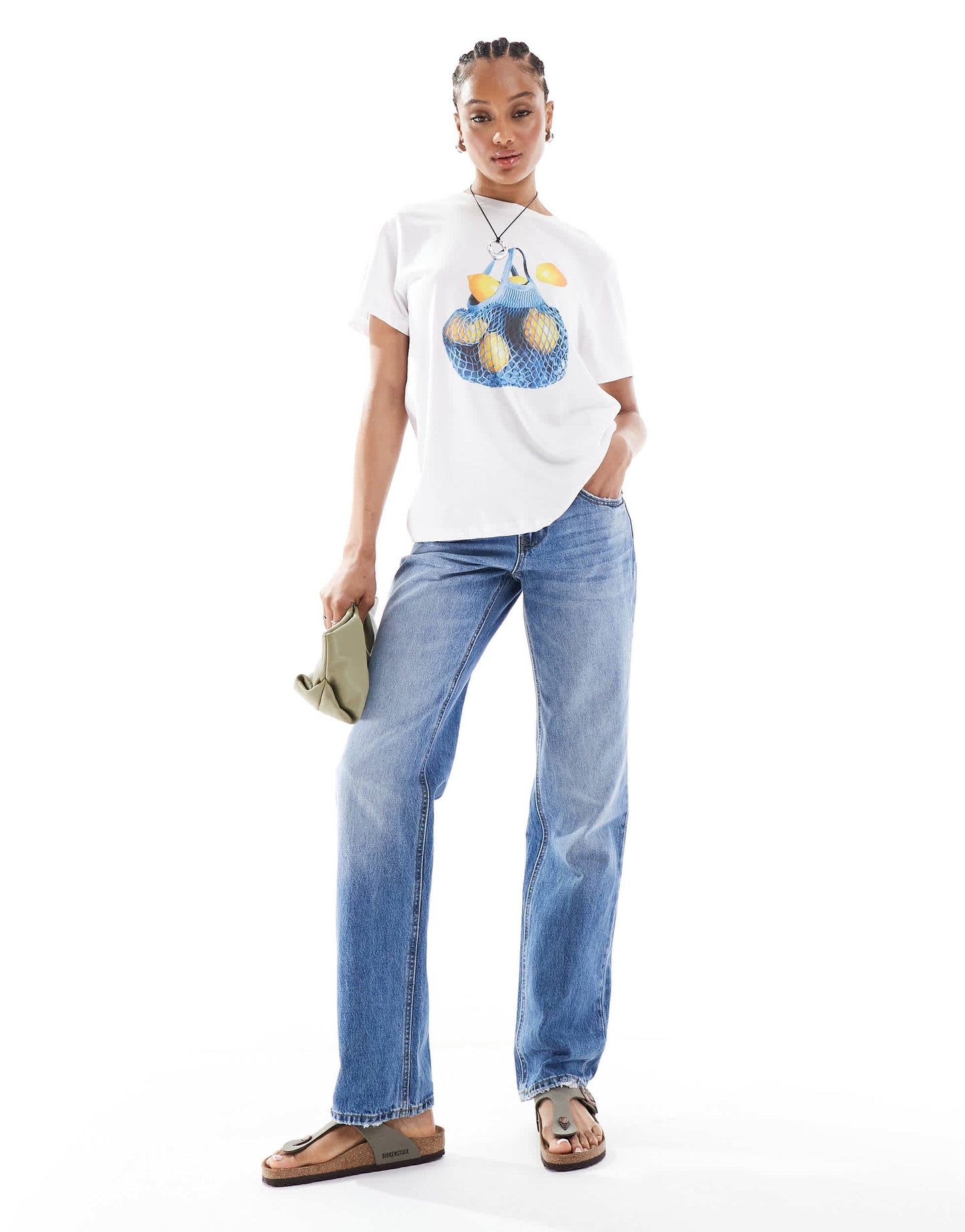 Stradivarius Tall D03 low waisted straight leg jean in mid blue wash