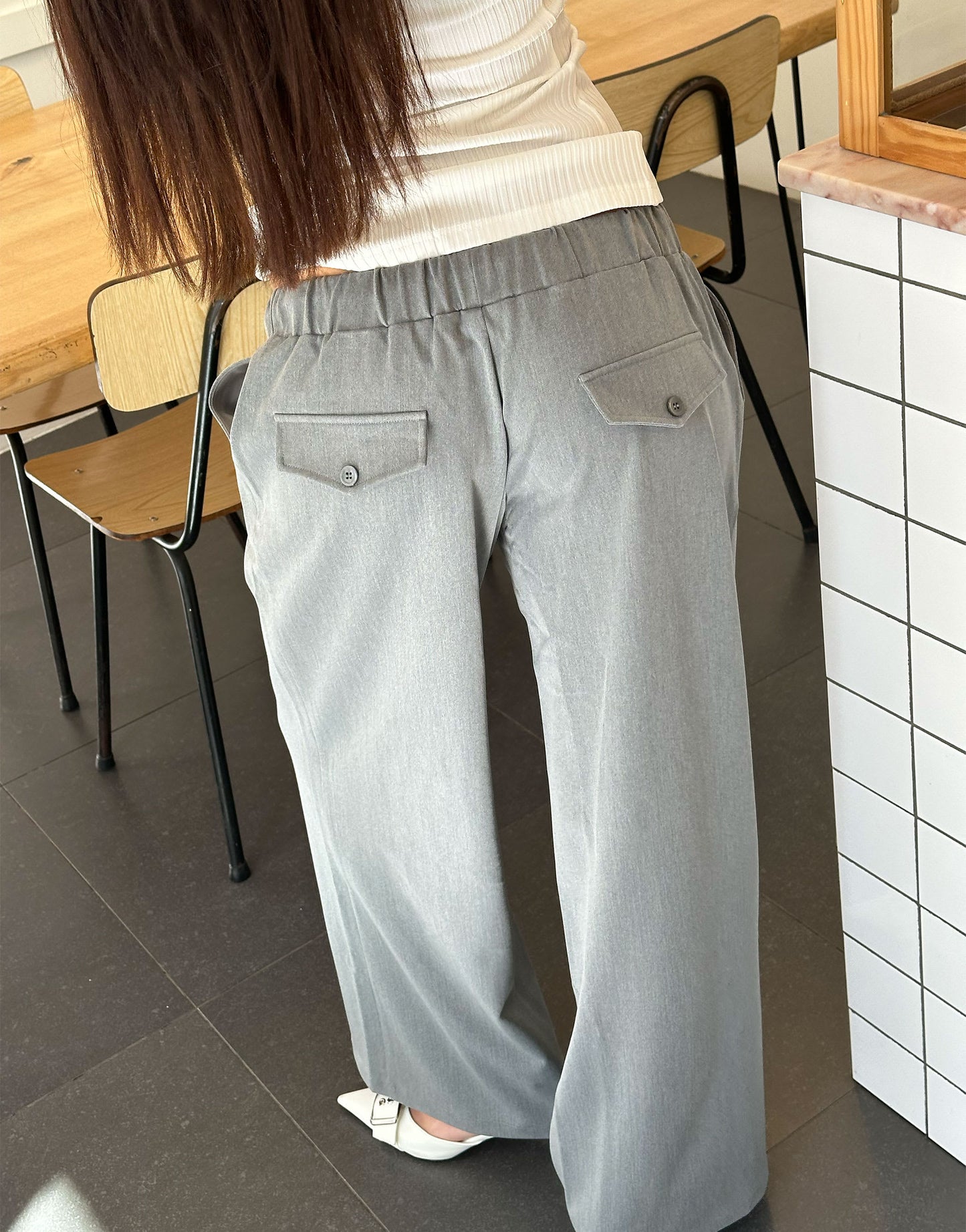 Labelrail x Barbara Ines low rise tailored trousers in light grey