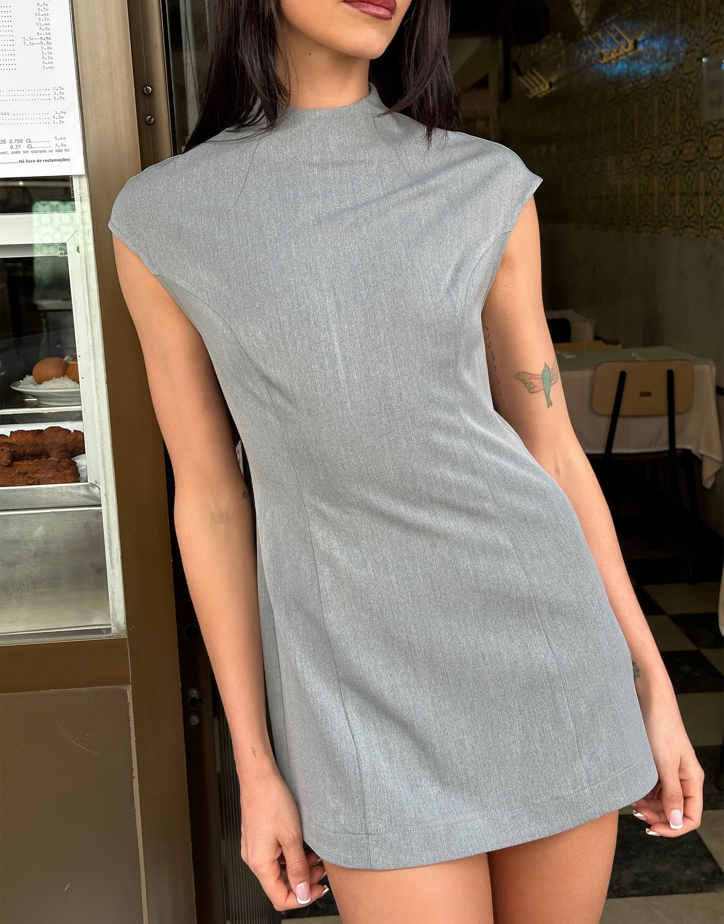 Labelrail x Barbara Ines fitted scuplted mini shift dress in grey