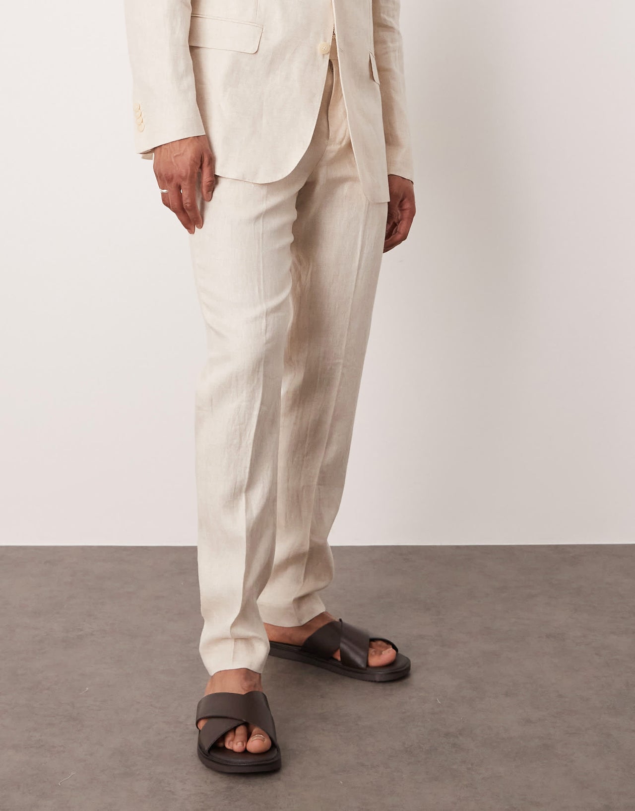 Mango flax linen tailored trouser co-ord in light beige