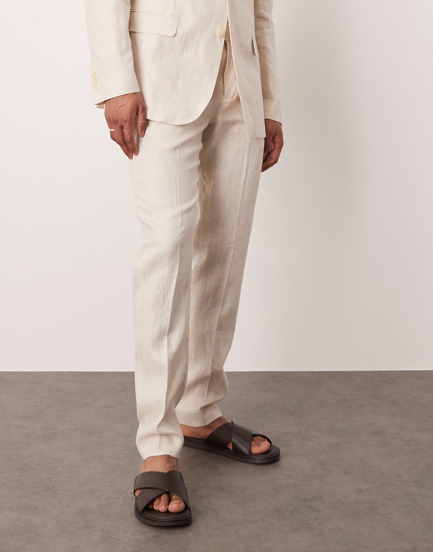 Mango flax linen tailored trouser co-ord in light beige