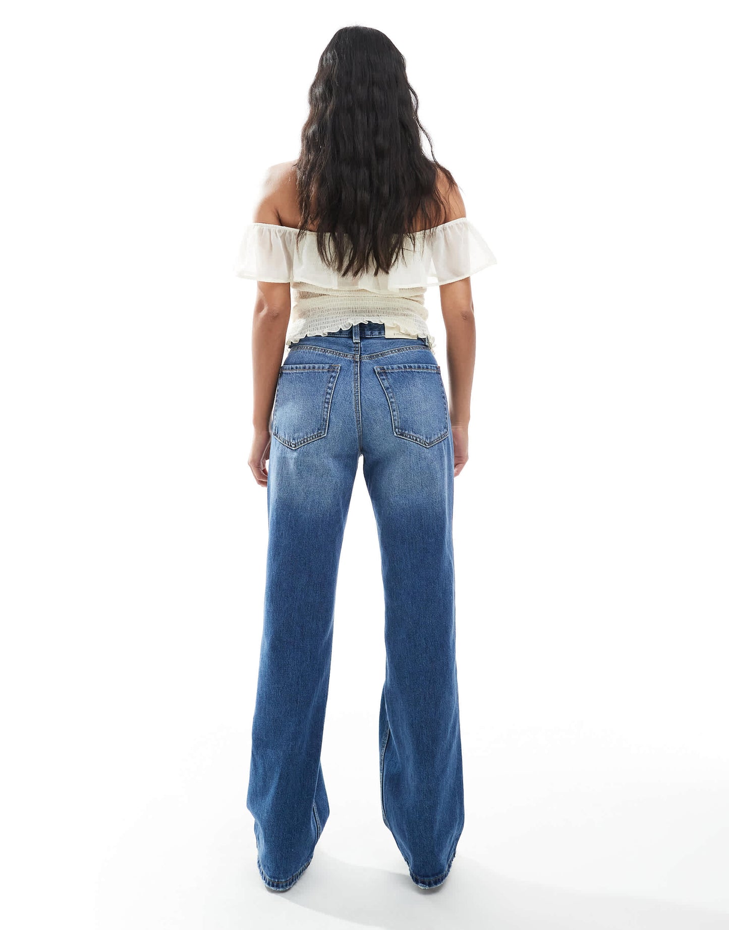 Stradivarius Petite D92 denim straight jeans in dark wash