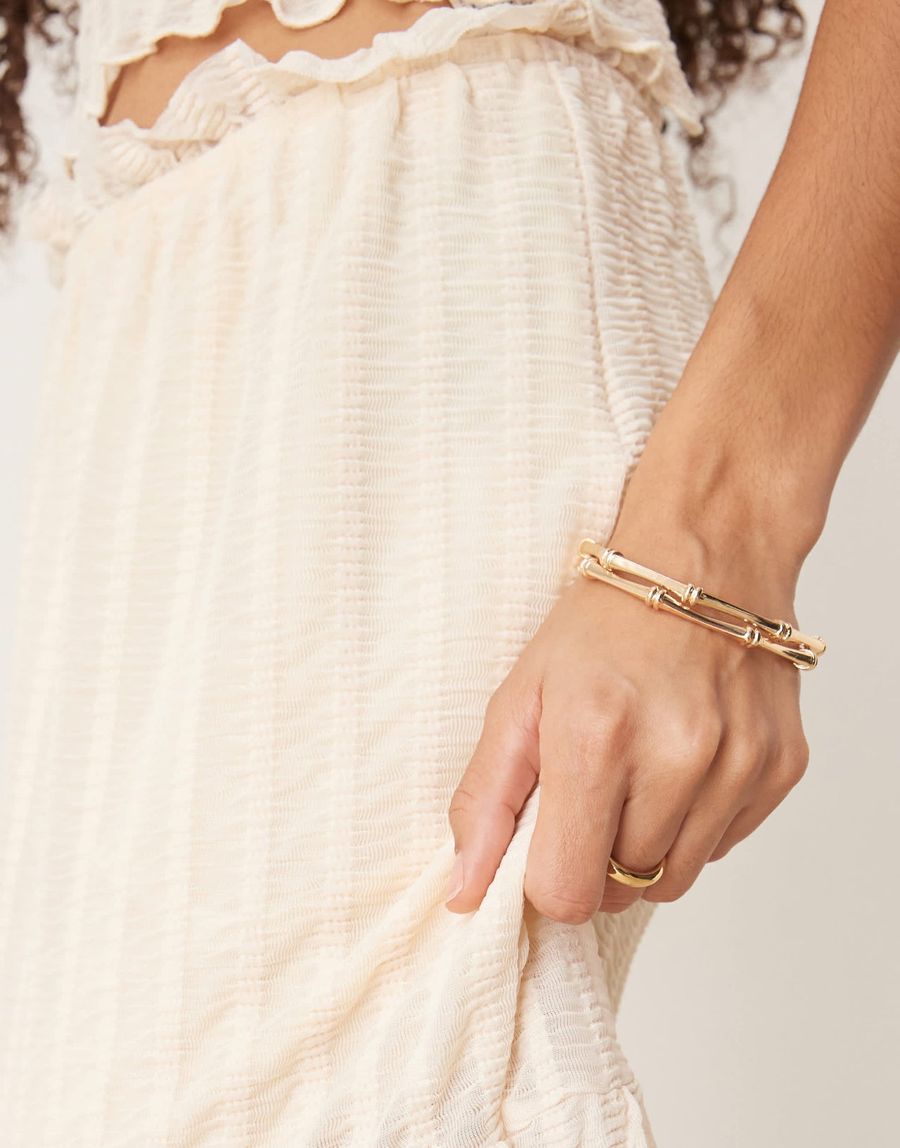 ASOS DESIGN co-ord textured tiered maxi skirt in cream