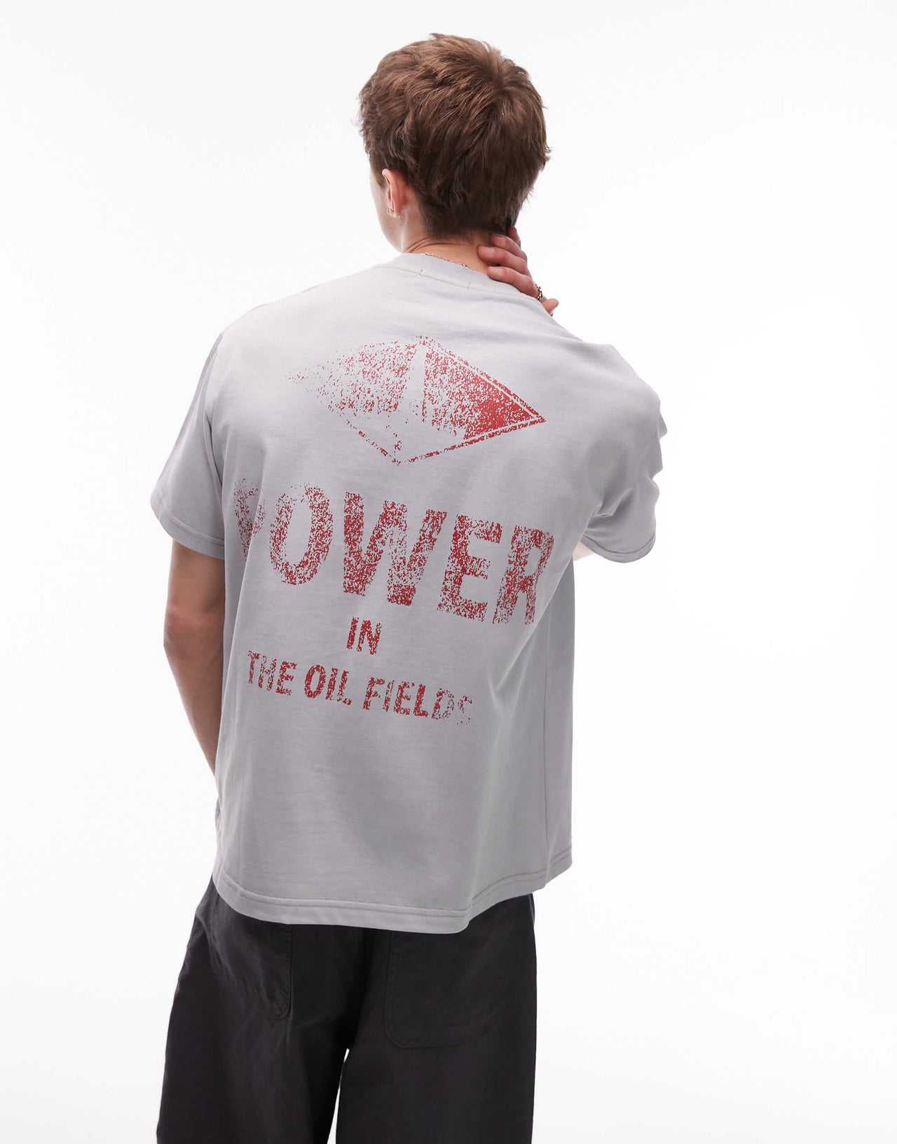 CAT WWR t-shirt with power back print in grey