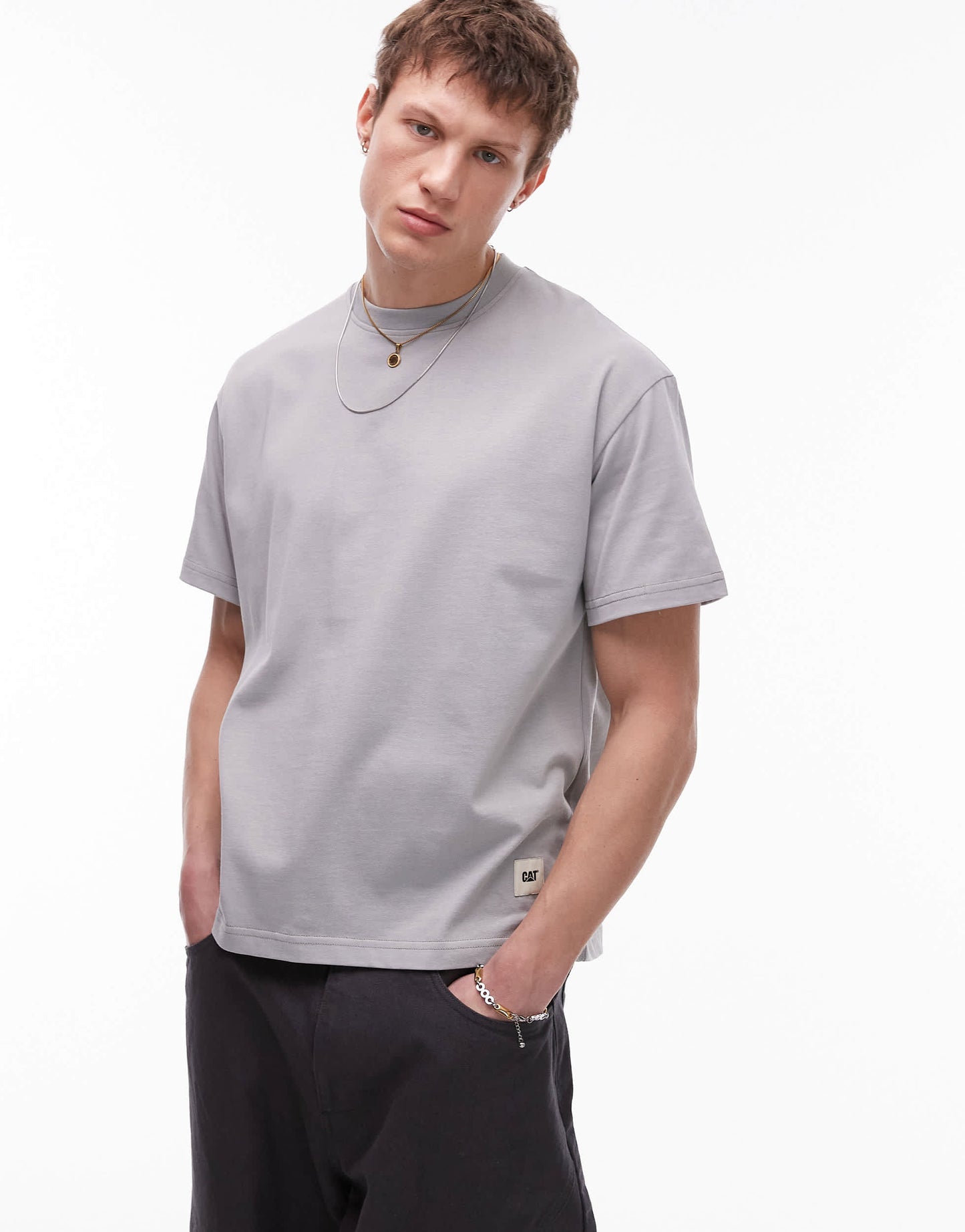 CAT WWR t-shirt with power back print in grey