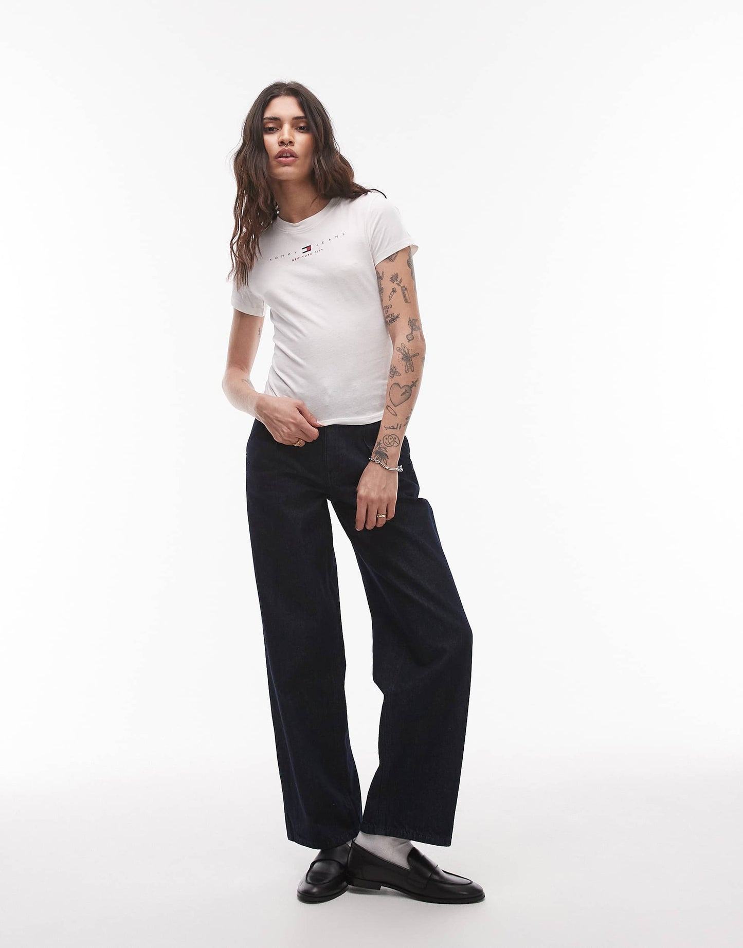 Tommy Jeans usa linear logo t-shirt in off white