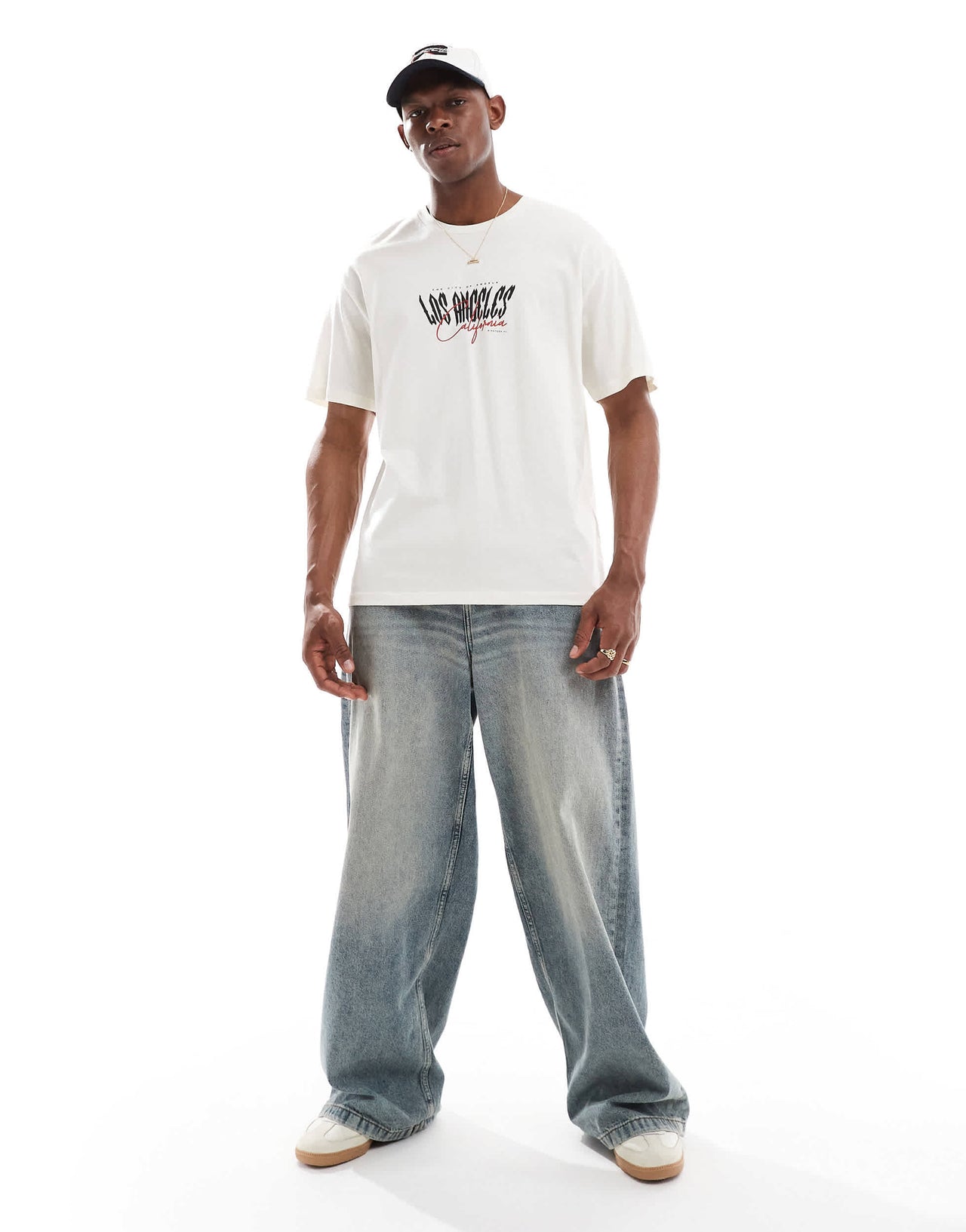 Jack & Jones oversize t-shirt with los angeles print in cream