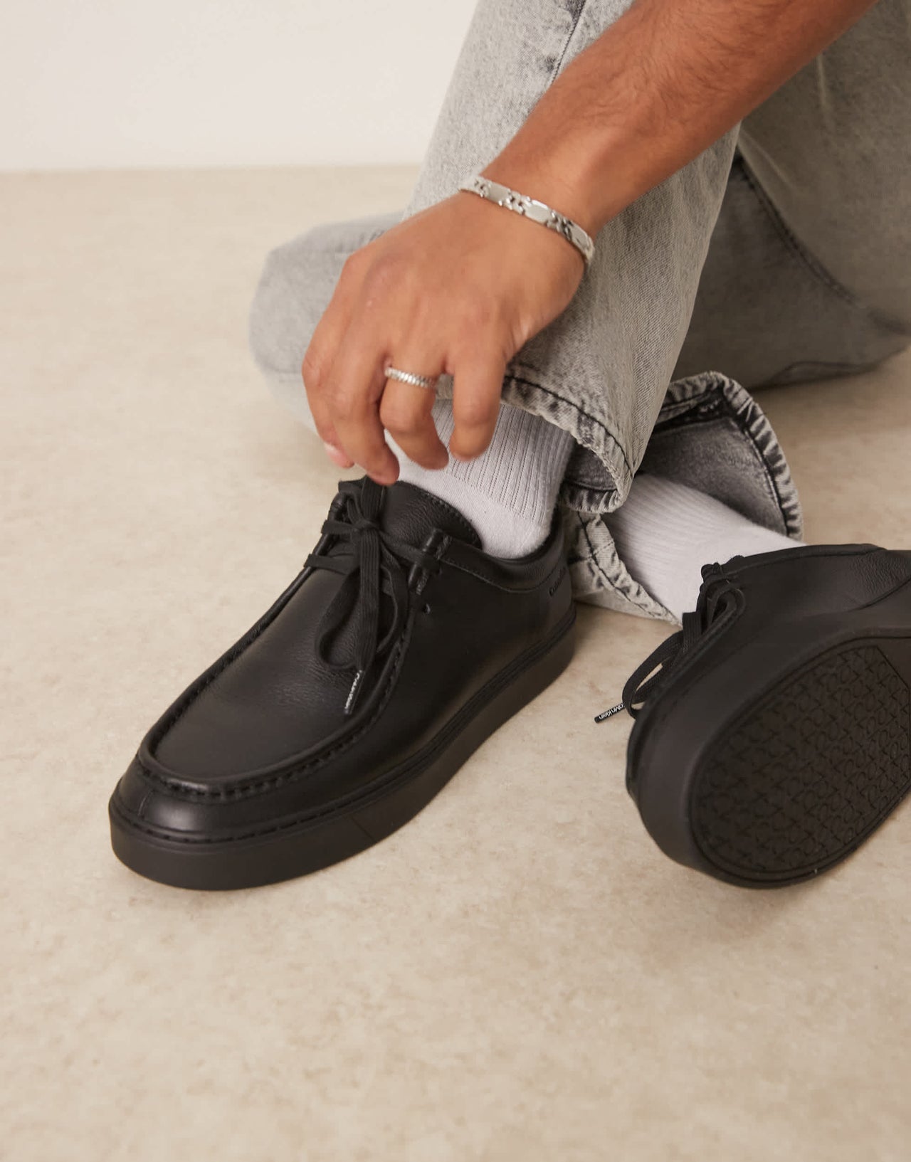 Calvin Klein lace up leather shoes in black