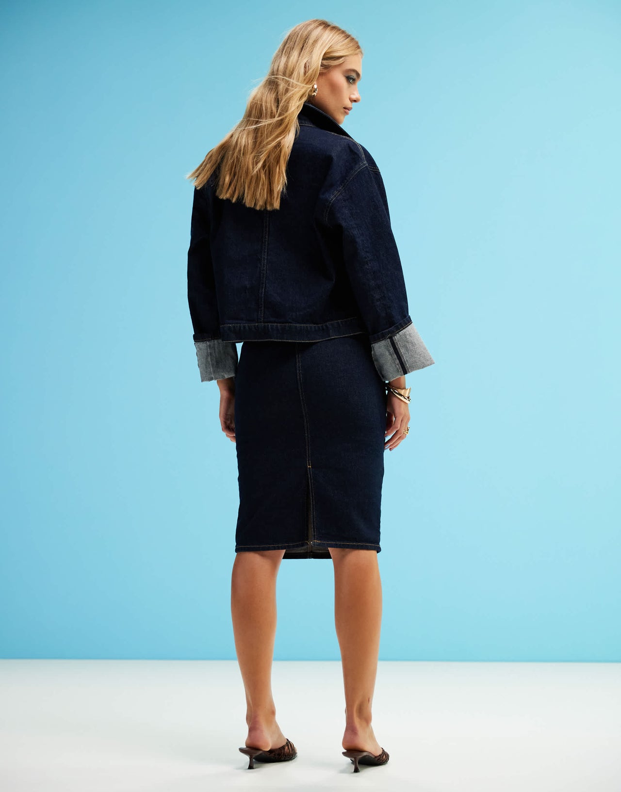 ASOS DESIGN denim pencil skirt in rinse co-ord