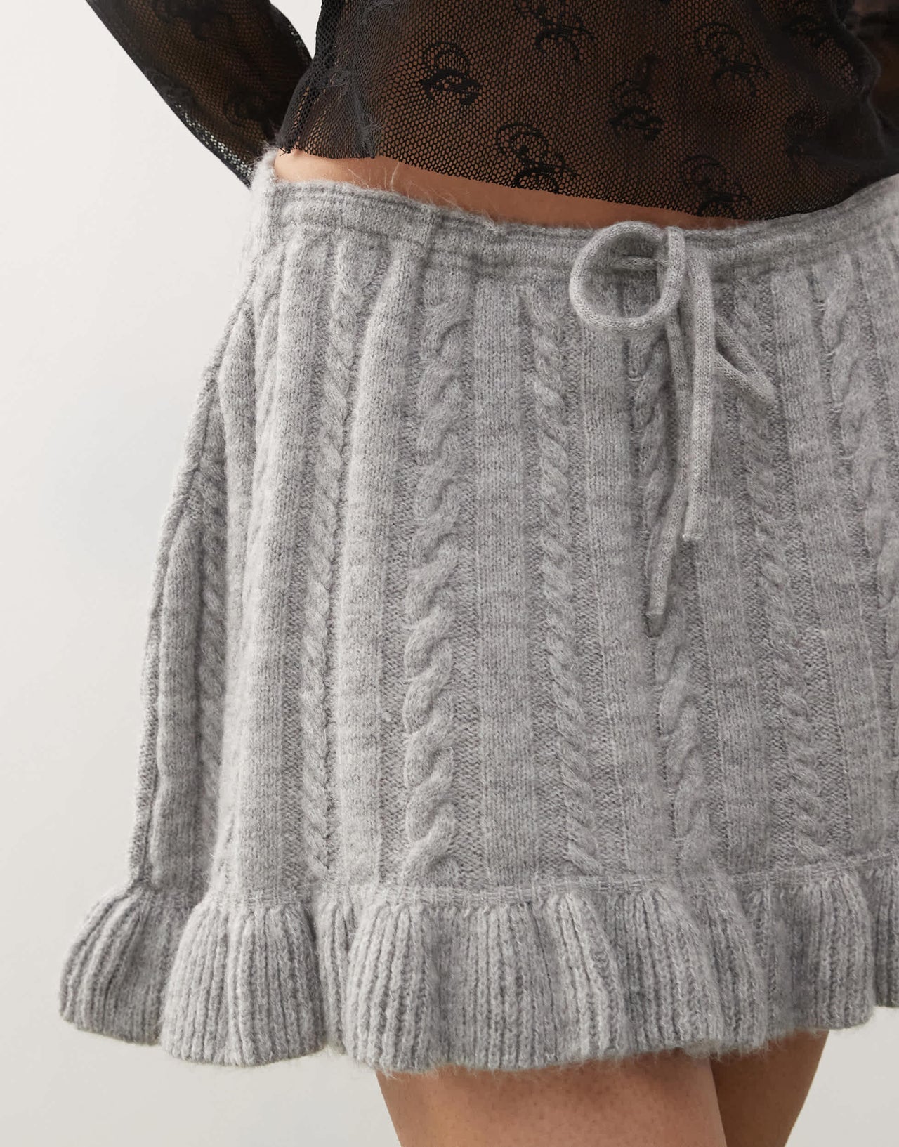 COLLUSION knitted cable mini skirt