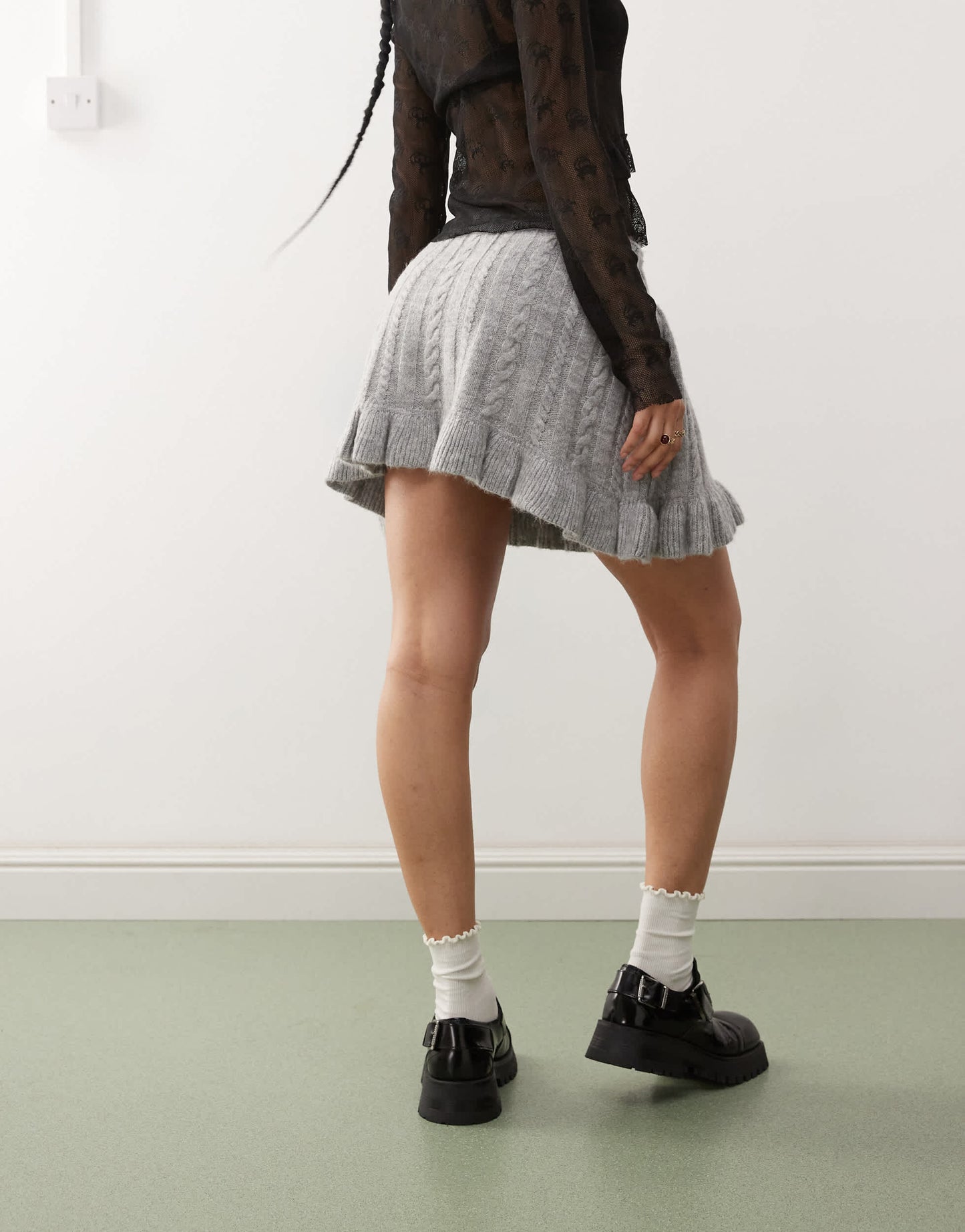 COLLUSION knitted cable mini skirt