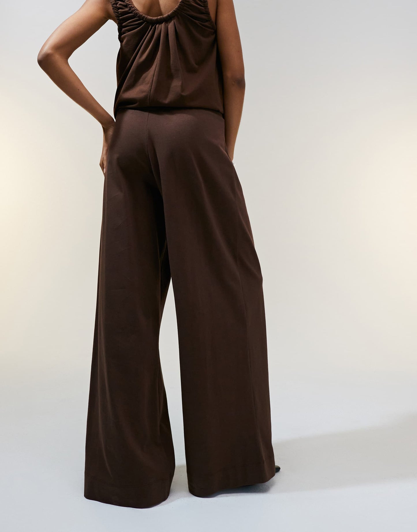 ASOS DESIGN pleat front wide leg heavyweight trouser co-ord in chocolate