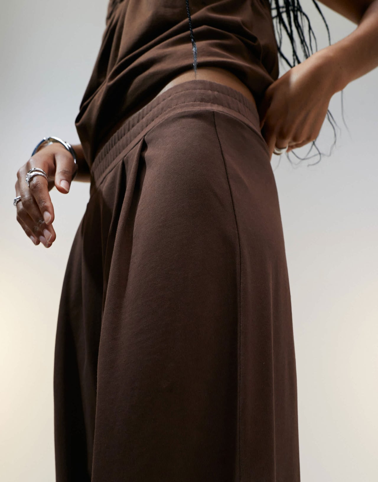 ASOS DESIGN pleat front wide leg heavyweight trouser co-ord in chocolate