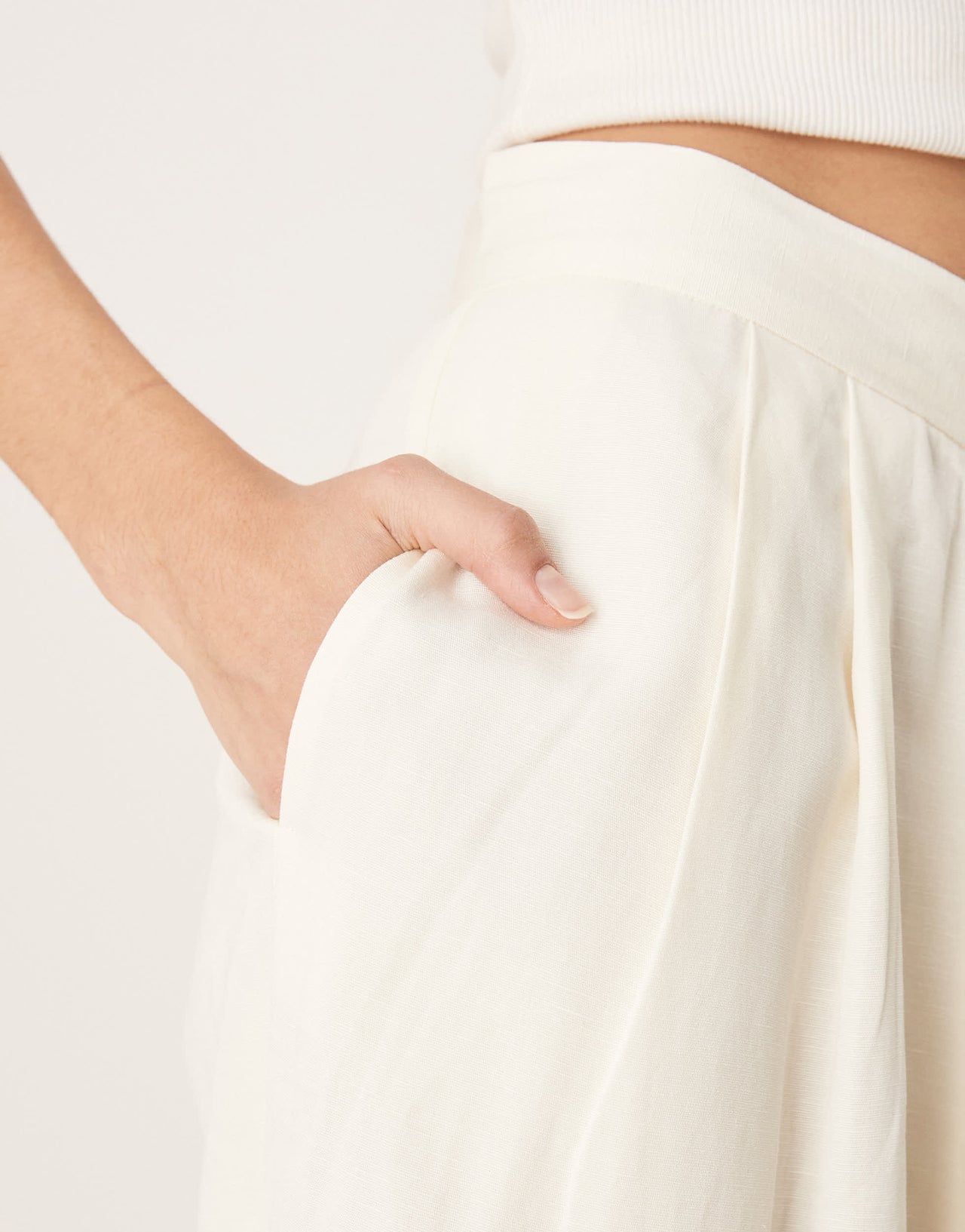 ASOS DESIGN Tall tailored linen wrap tie trousers in ivory