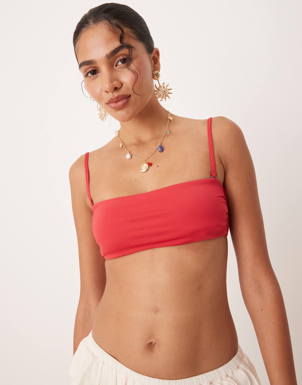Calvin Klein bandeau bikini top in red