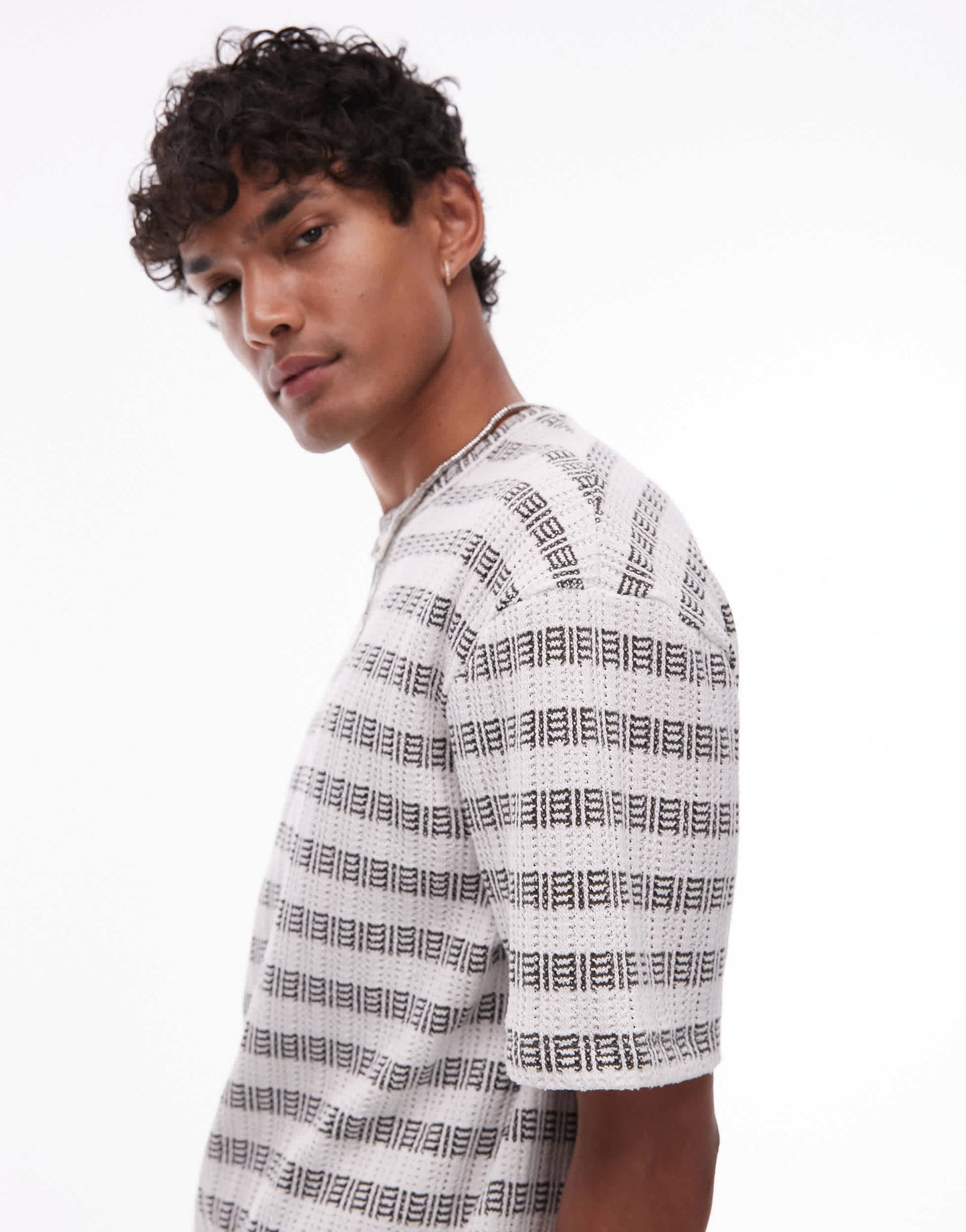 Topman relaxed fit t-shirt with textured stripe in khaki