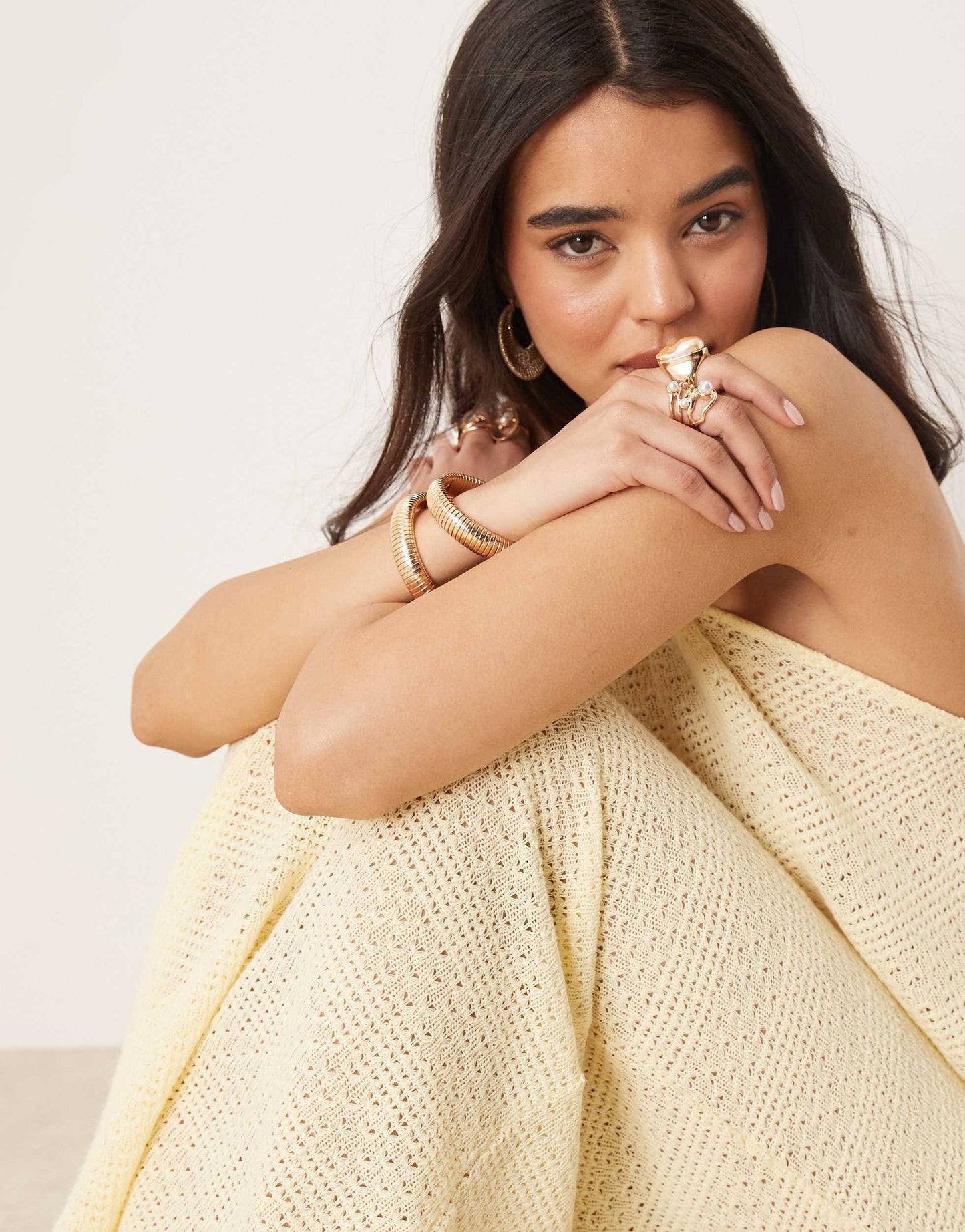 Gina Tricot co-ord maxi relaxed fit crochet skirt in yellow