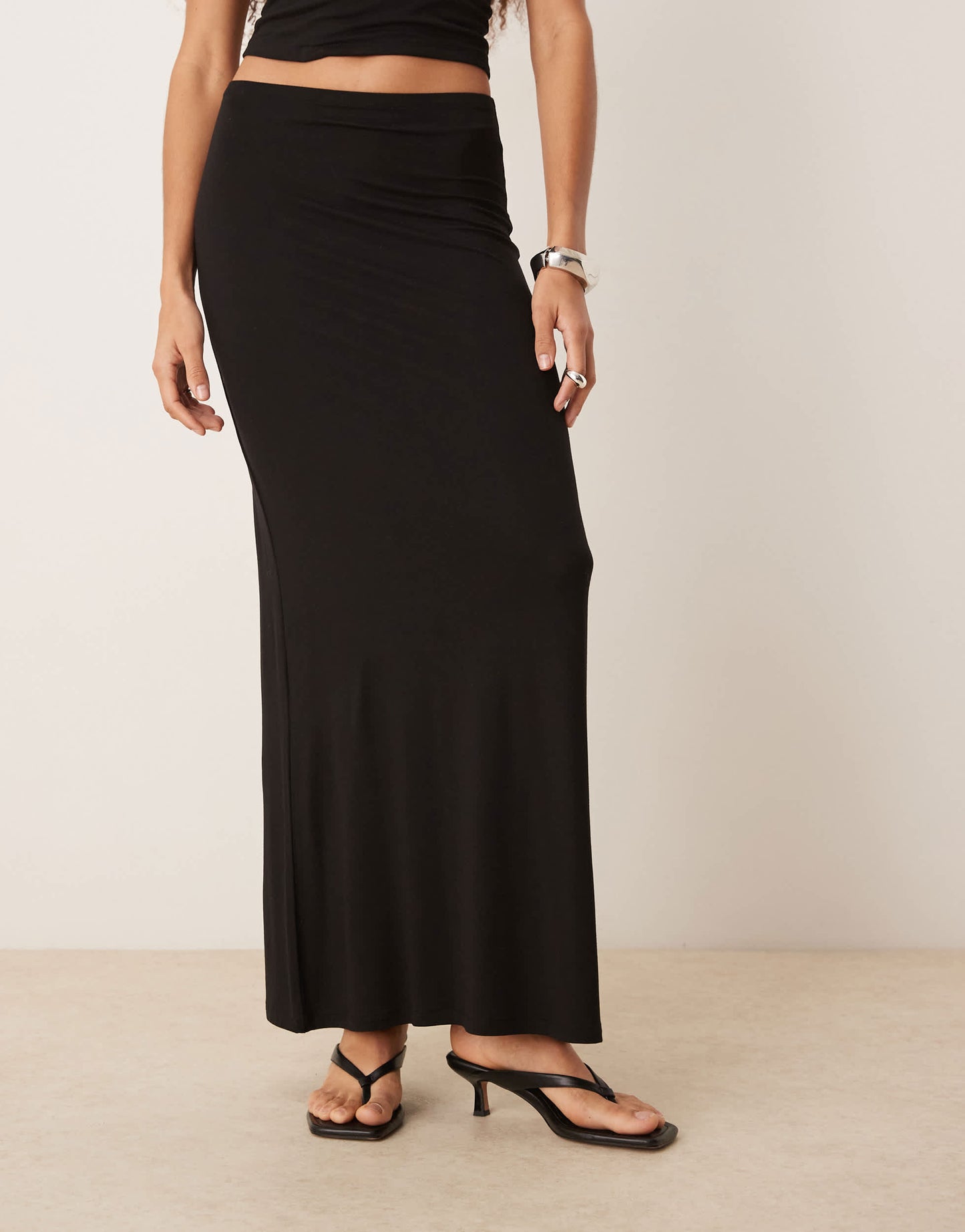 Gina Tricot co-ord Soft Touch jersey maxi drapey skirt in black