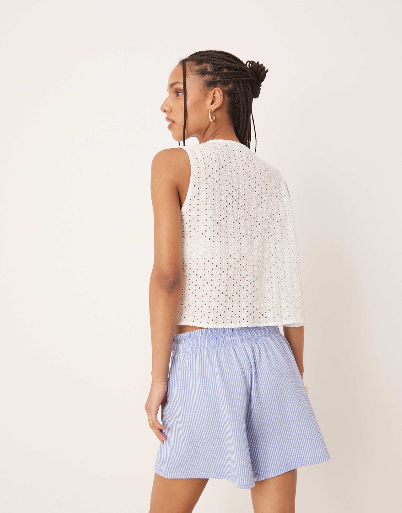 Gina Tricot seersucker shorts in blue check