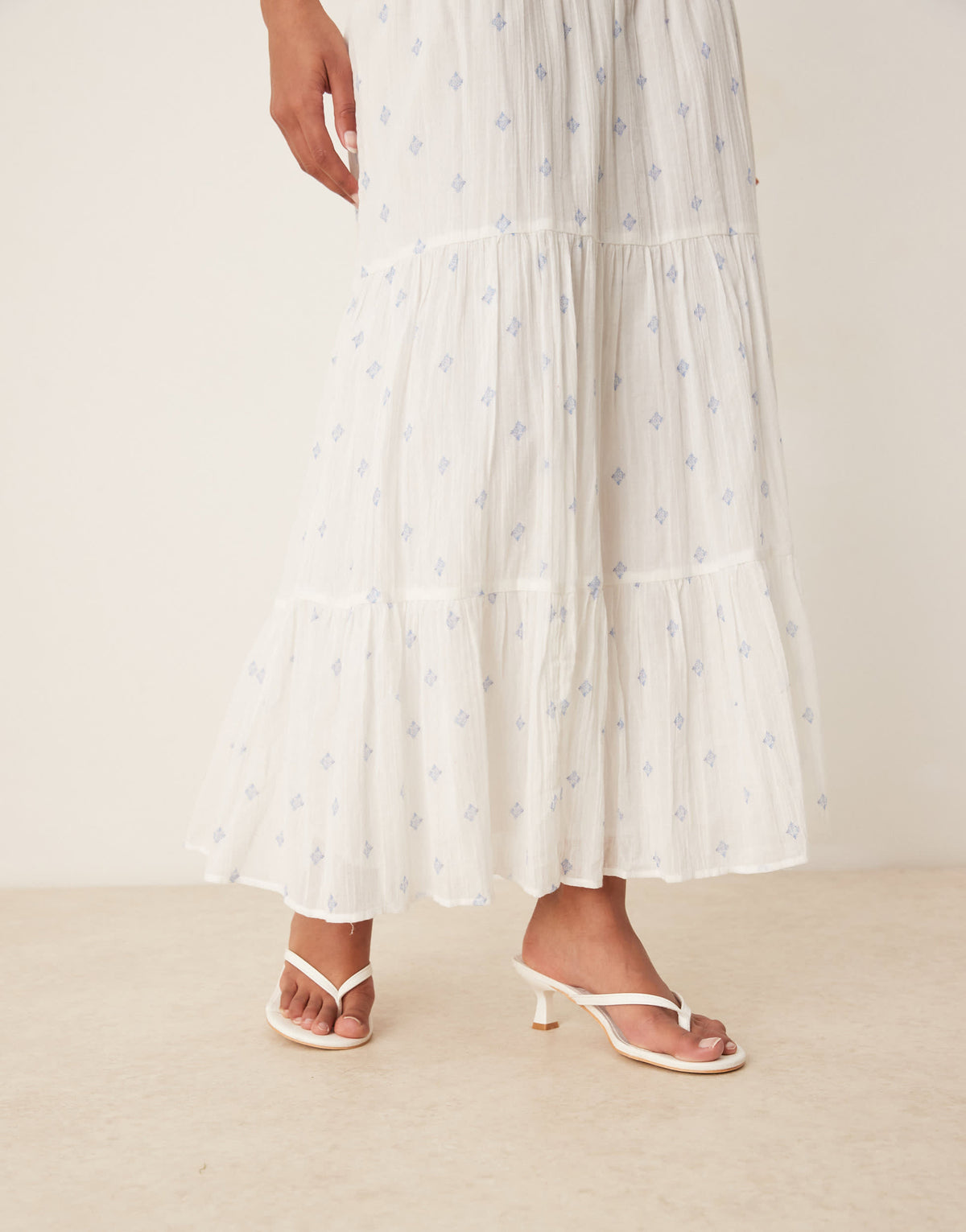 Gina Tricot tiered maxi skirt in white paisley print