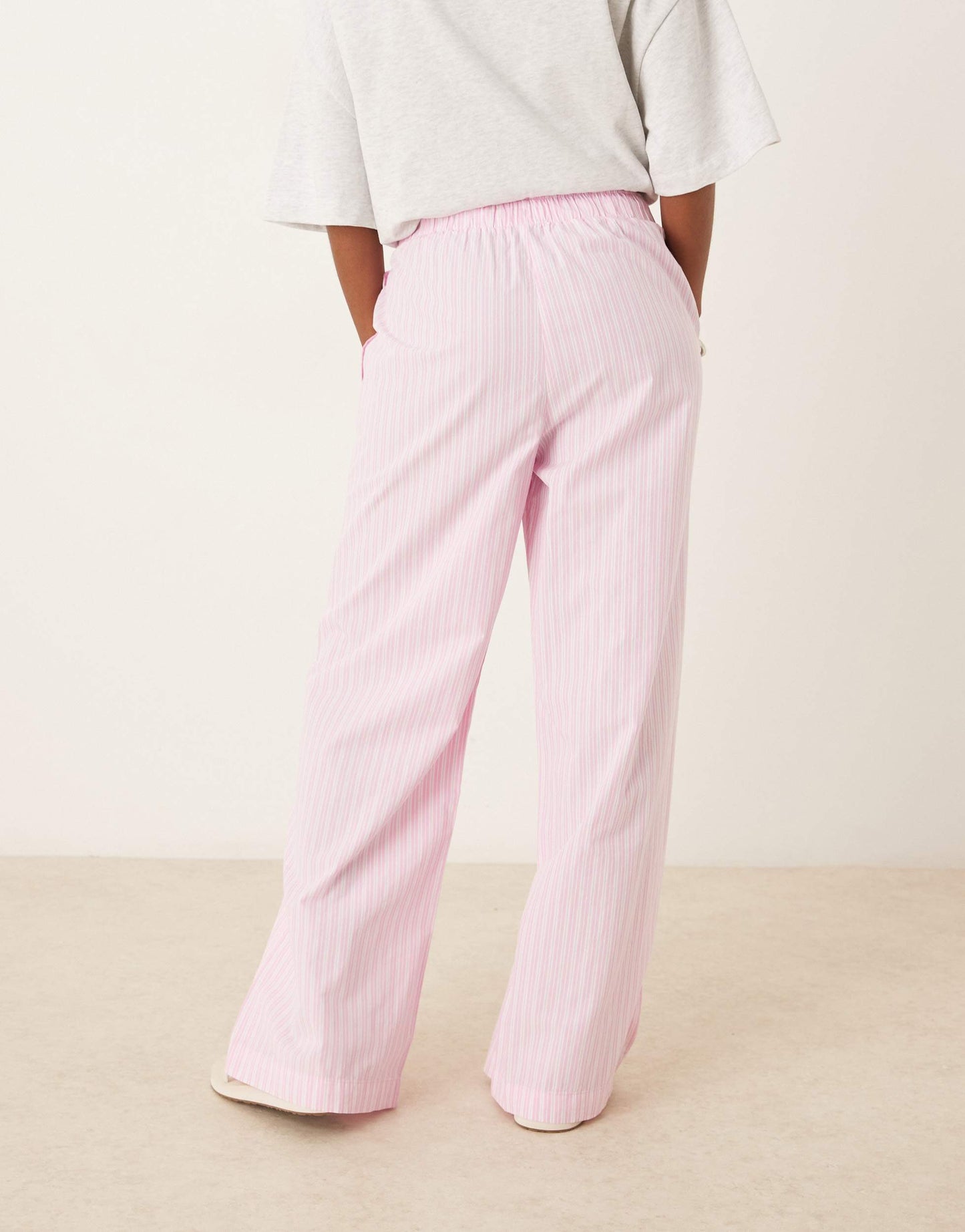 Gina Tricot cotton poplin relaxed fit trousers in pink stripe