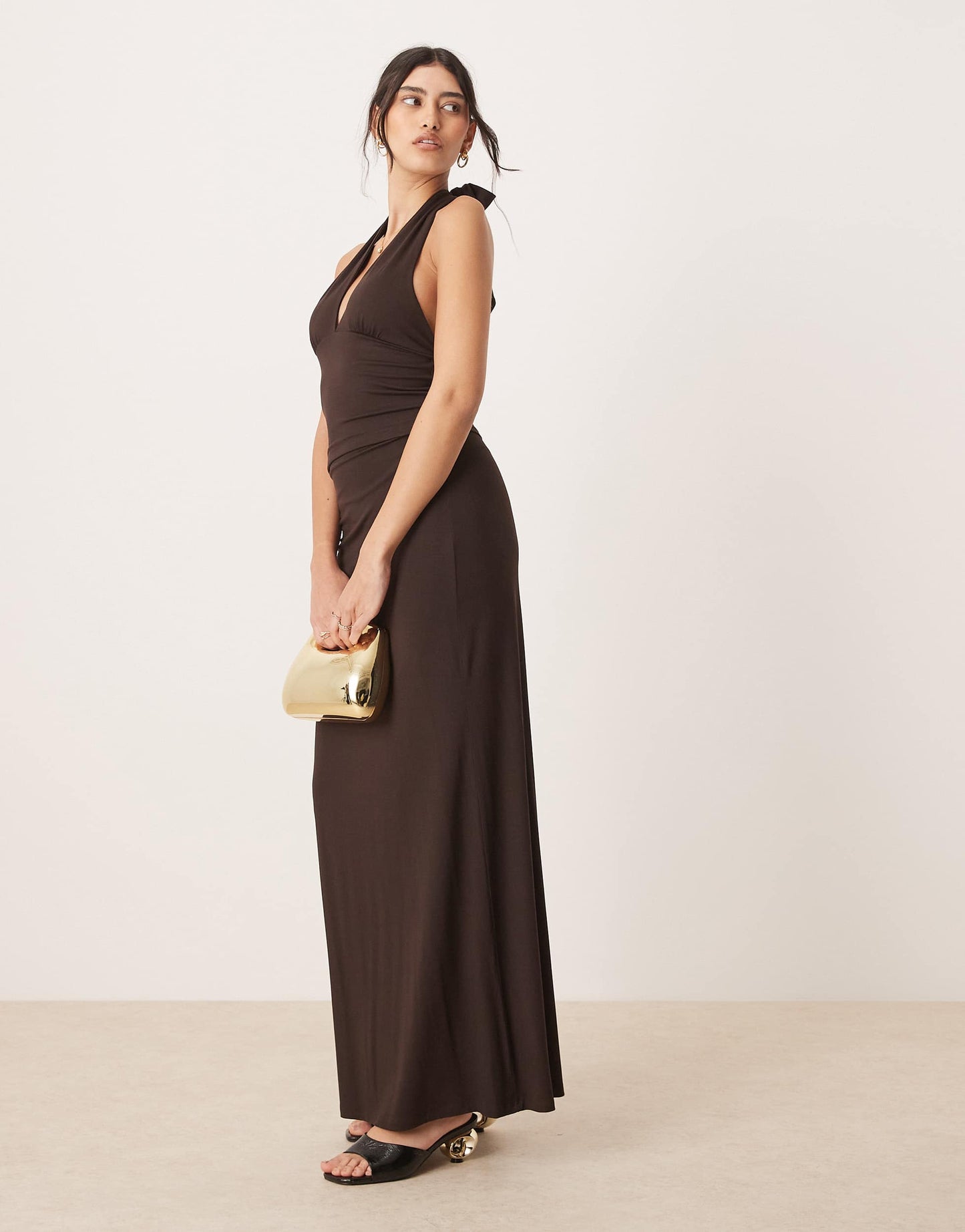 Gina Tricot co-ord Soft Touch jersey maxi drapey skirt in brown