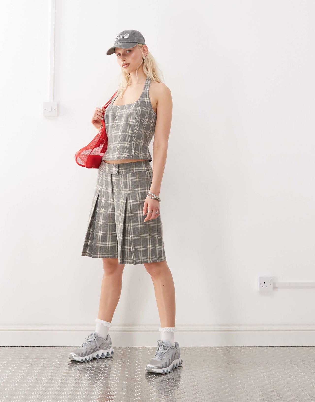 COLLUSION tailored co-ord check culotte in multi