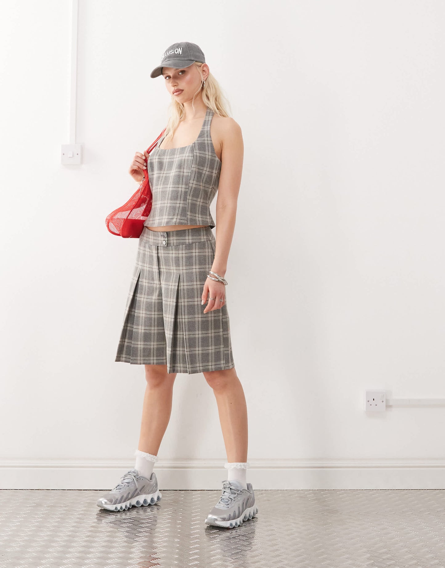 COLLUSION tailored co-ord check culotte in multi